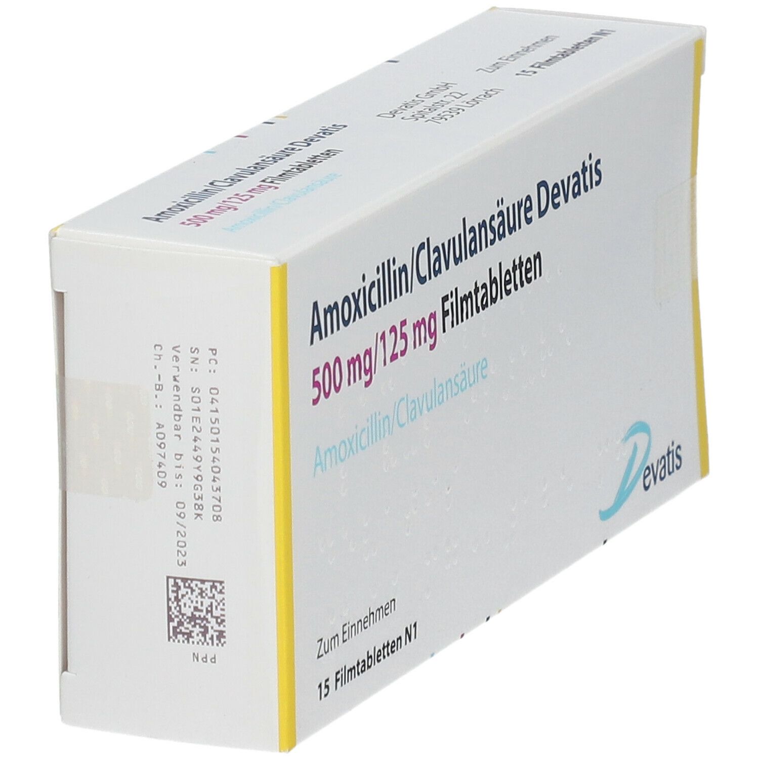 AMOXICILLIN/Clavulansäure Devatis 500mg/125mg FTA 15 St Filmtabletten