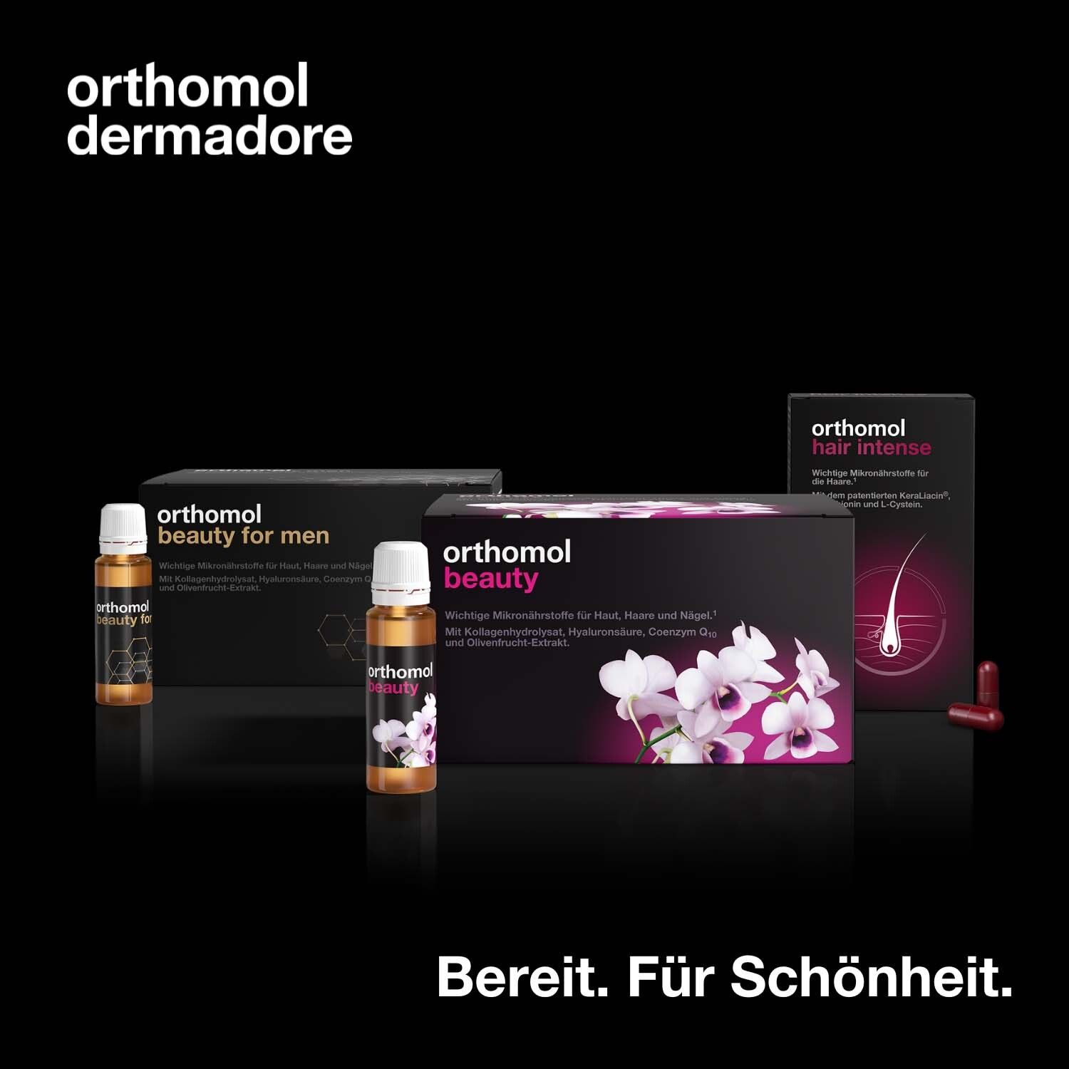 Orthomol Beauty für Frauen - für Haut, Haare und Nägel, mit Hyaluronsäure, Kollagen und Coenzym Q10 - Nachfüllpackung mit Trinkampullen