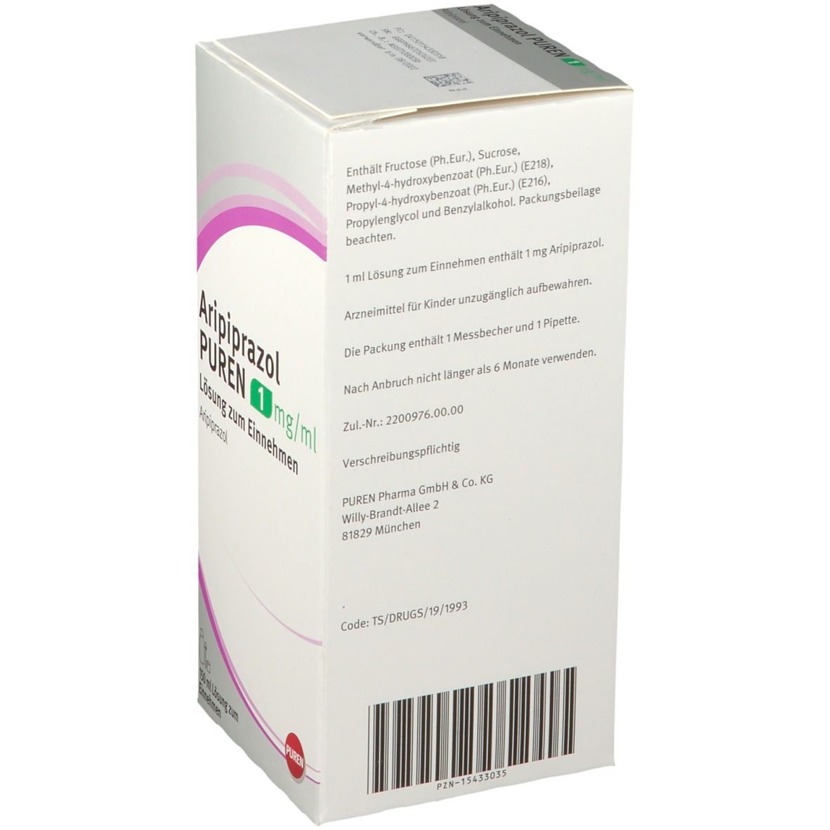 Aripiprazol Puren 1 mg/ml Lösung zum Einnehmen 150 ml