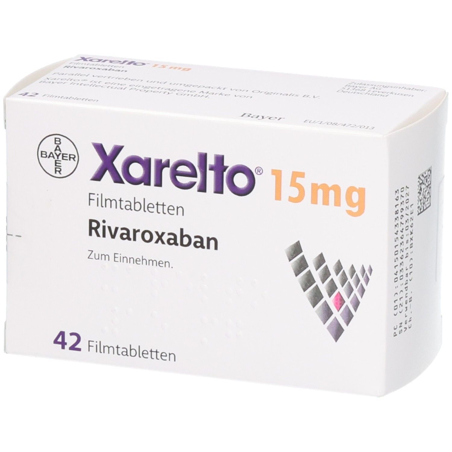 Xarelto 15 mg Filmtabletten mit Rivaroxaban, 42 Stück.