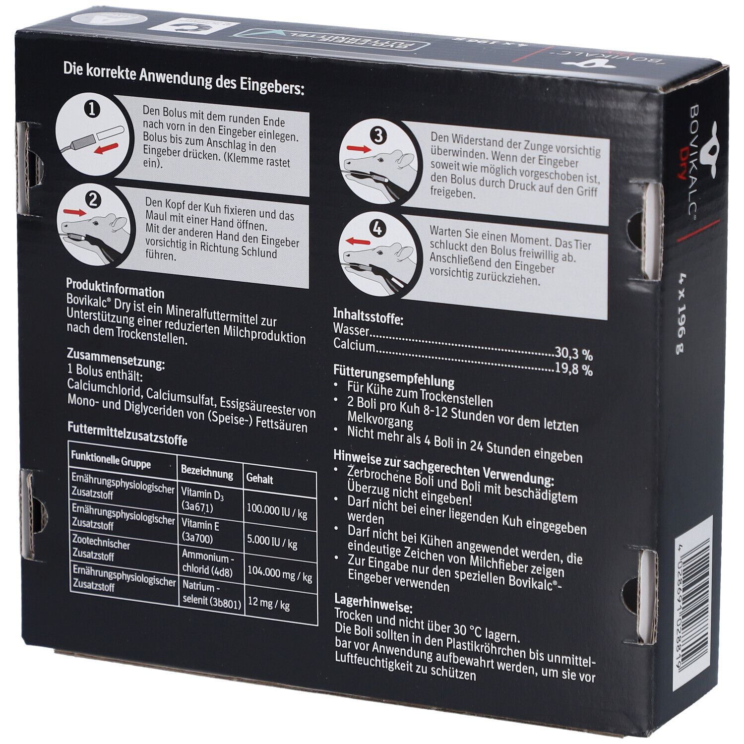 Rückseite der Verpackung mit Produktinformationen und Anwendungshinweisen. Text in Deutsch.