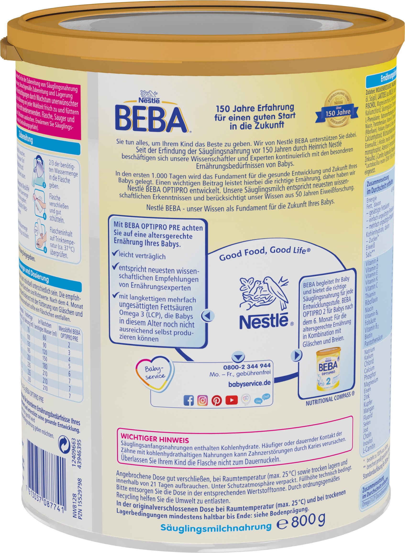 Nestlé BEBA OPTIPRO® PRE Anfangsmilch von Geburt an