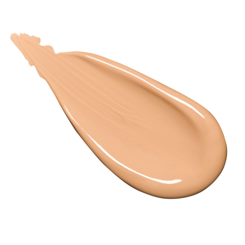Klecks Make-up. Helle, beige Farbe. Glänzende Textur.