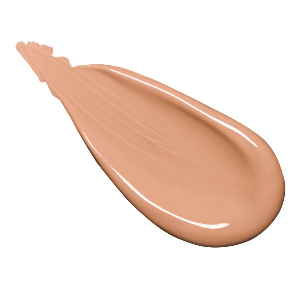Ausgebreiteter Farbklecks Foundation. Helle, beige Farbe mit glänzender Oberfläche.