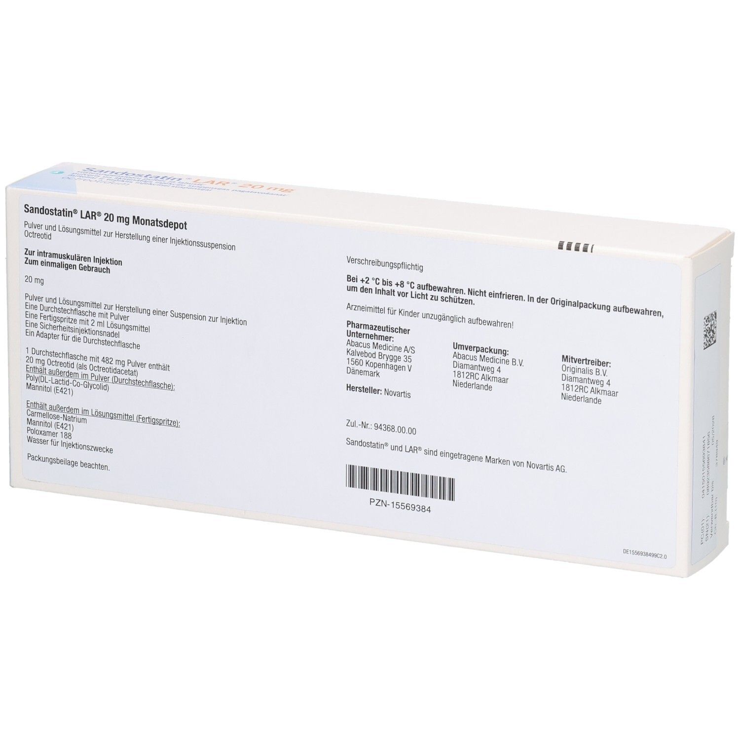 Sandostatin LAR 20 mg Monatsdepot Pulver und Lösungsmittel zur Herstellung einer Injektionssuspension.