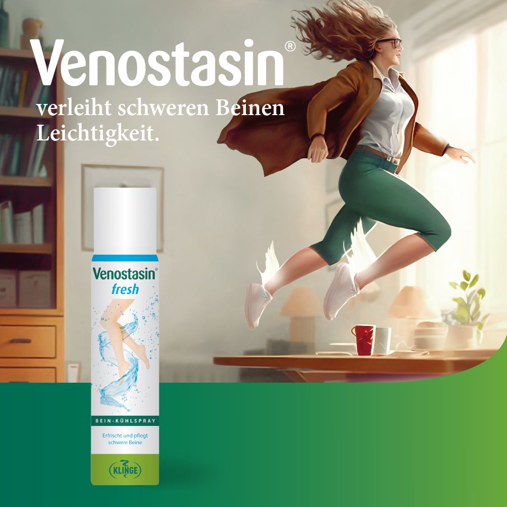 Venostasin® Fresh 75 ml Spray kühlt schwere Beine unterwegs