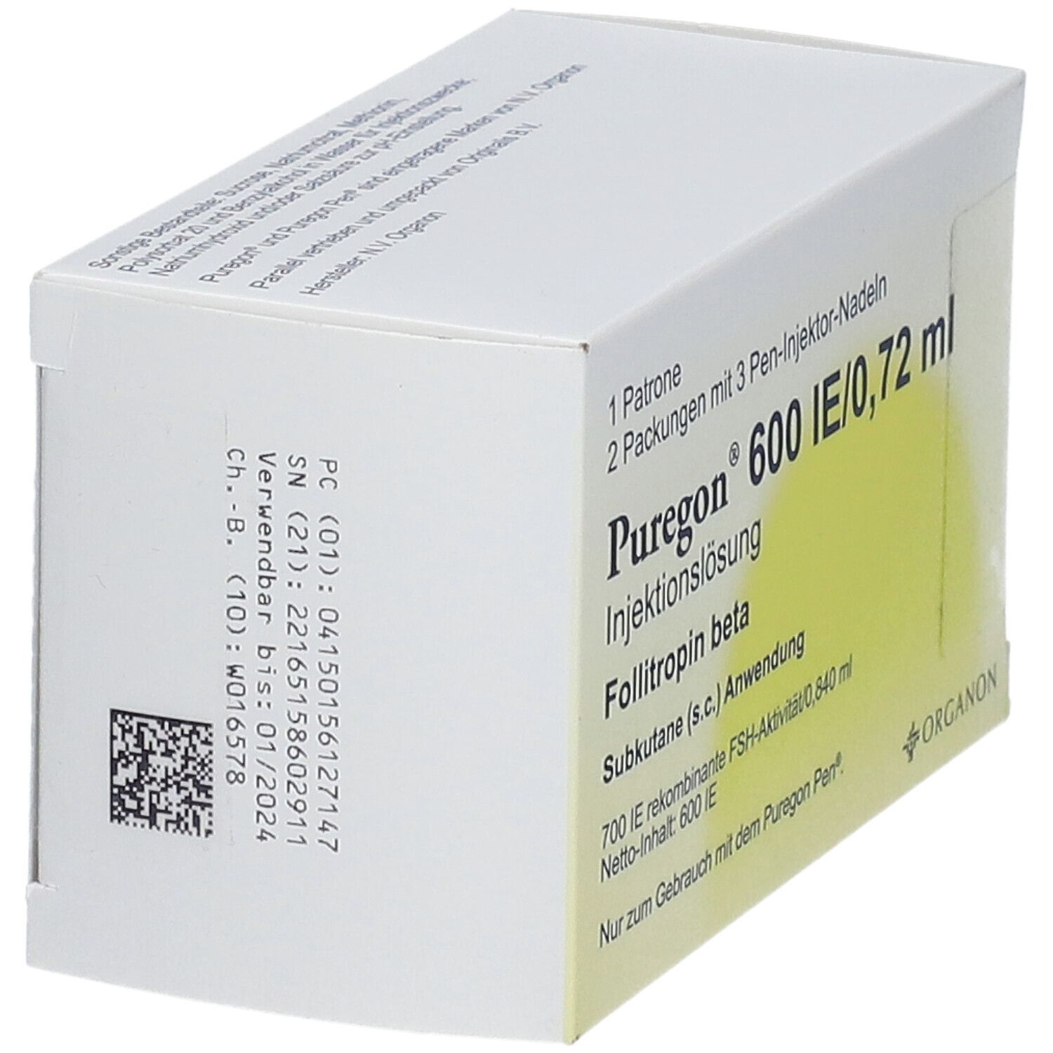 Puregon 600 I.e./0,72 ml Injekt.-Lsg.i.Pat.+6 Nad. 1 St Injektionslösung