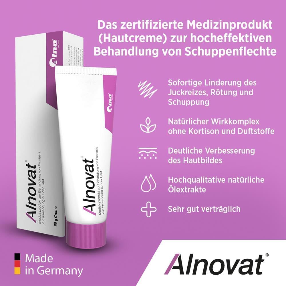 Alnovat Creme Verpackung und Tube, Made in Germany.