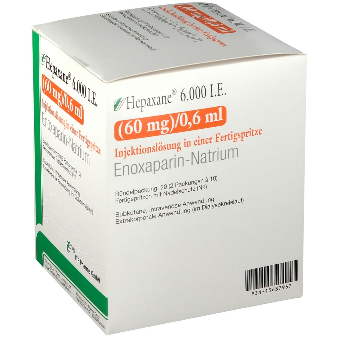 Hepaxane 6.000 I.e. 60 mg/0,6 ml Inj.-Lsg.i.e.FS 20 St Infusionsemulsion