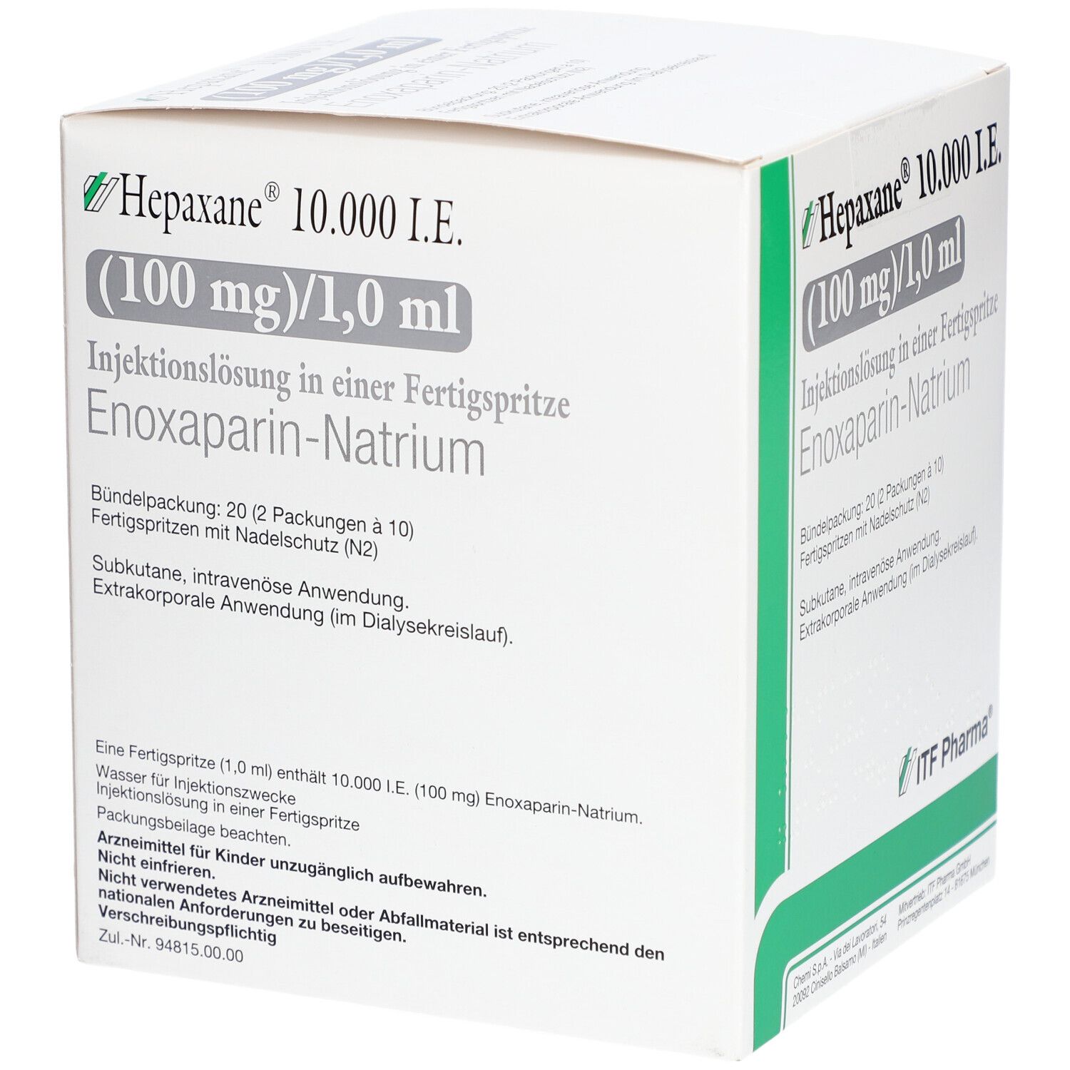 Hepaxane 10.000 I.e. 100 mg/1,0 ml Inj.-Lsg.i.e.FS 20 St Infusionsemulsion