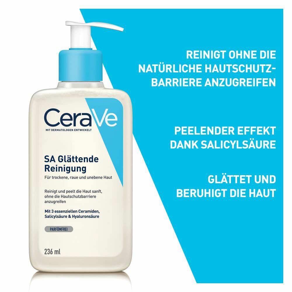 CeraVe SA Glättende Reinigung: mildes Reinigungsgel für Gesicht und Körper bei trockener Haut