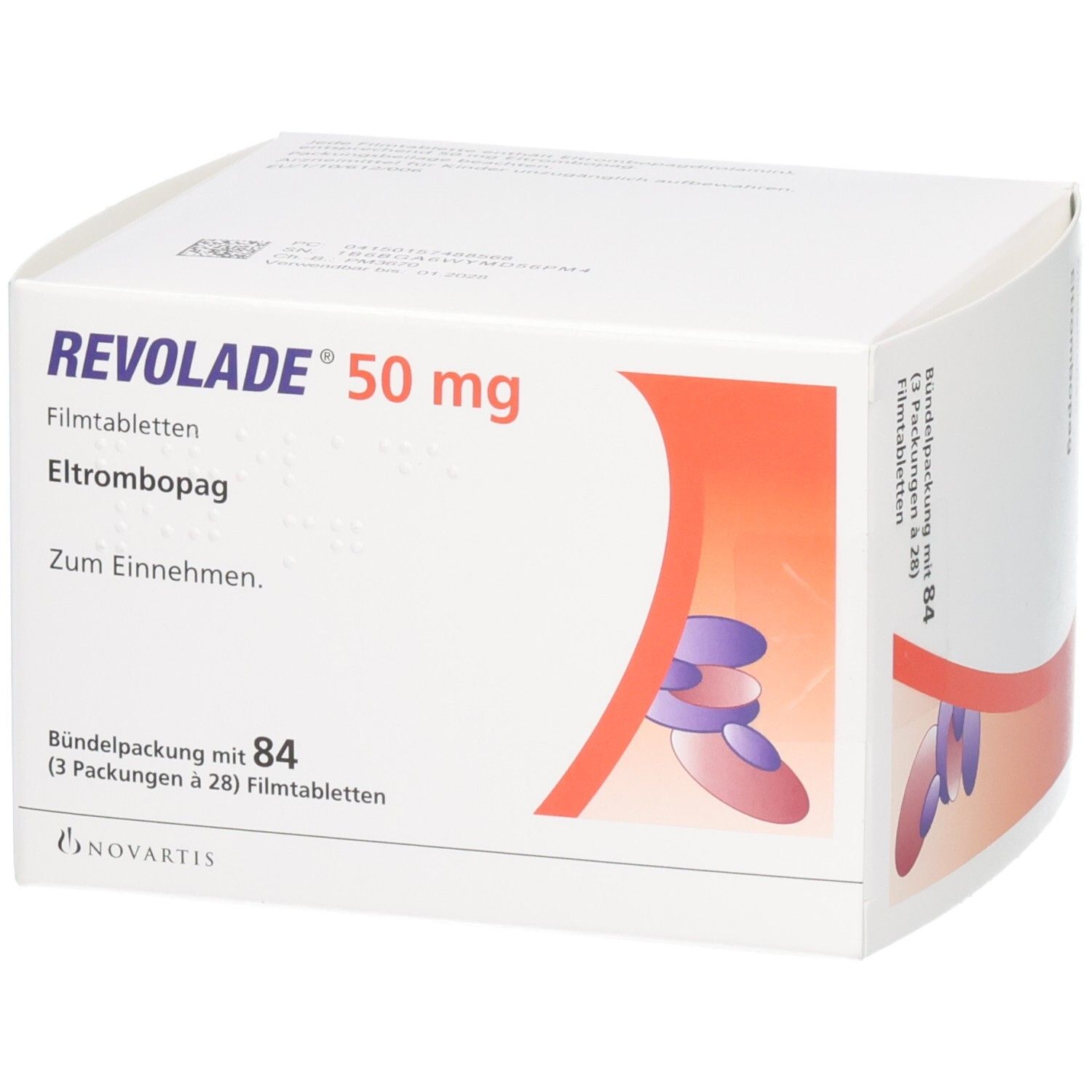 REVOLADE 50 mg Filmtabletten Bündelpackung mit 84 Tabletten.