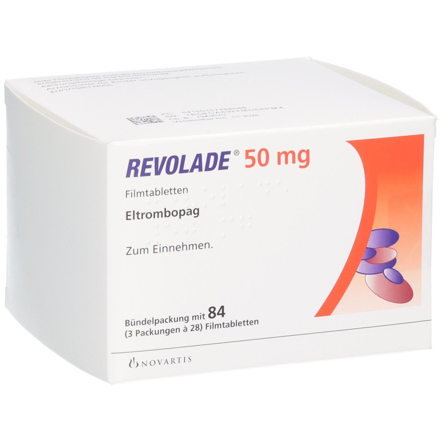 REVOLADE 50 mg Filmtabletten Bündelpackung mit 84 Tabletten.