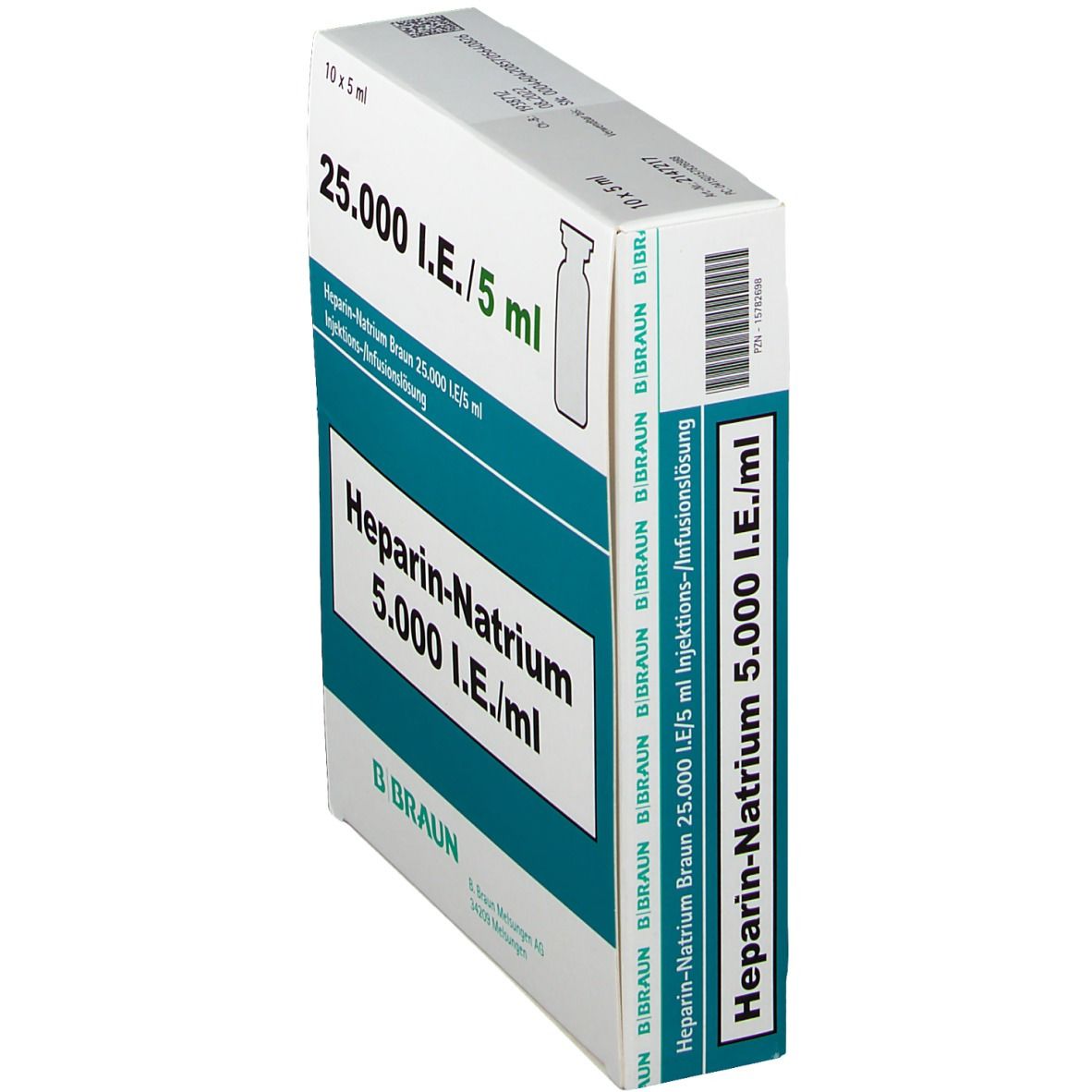 Heparin Natrium Braun 25.000 I.E./5ml Inj./Inf.-L. 10x5 ml Injektions-/Infusionslösung