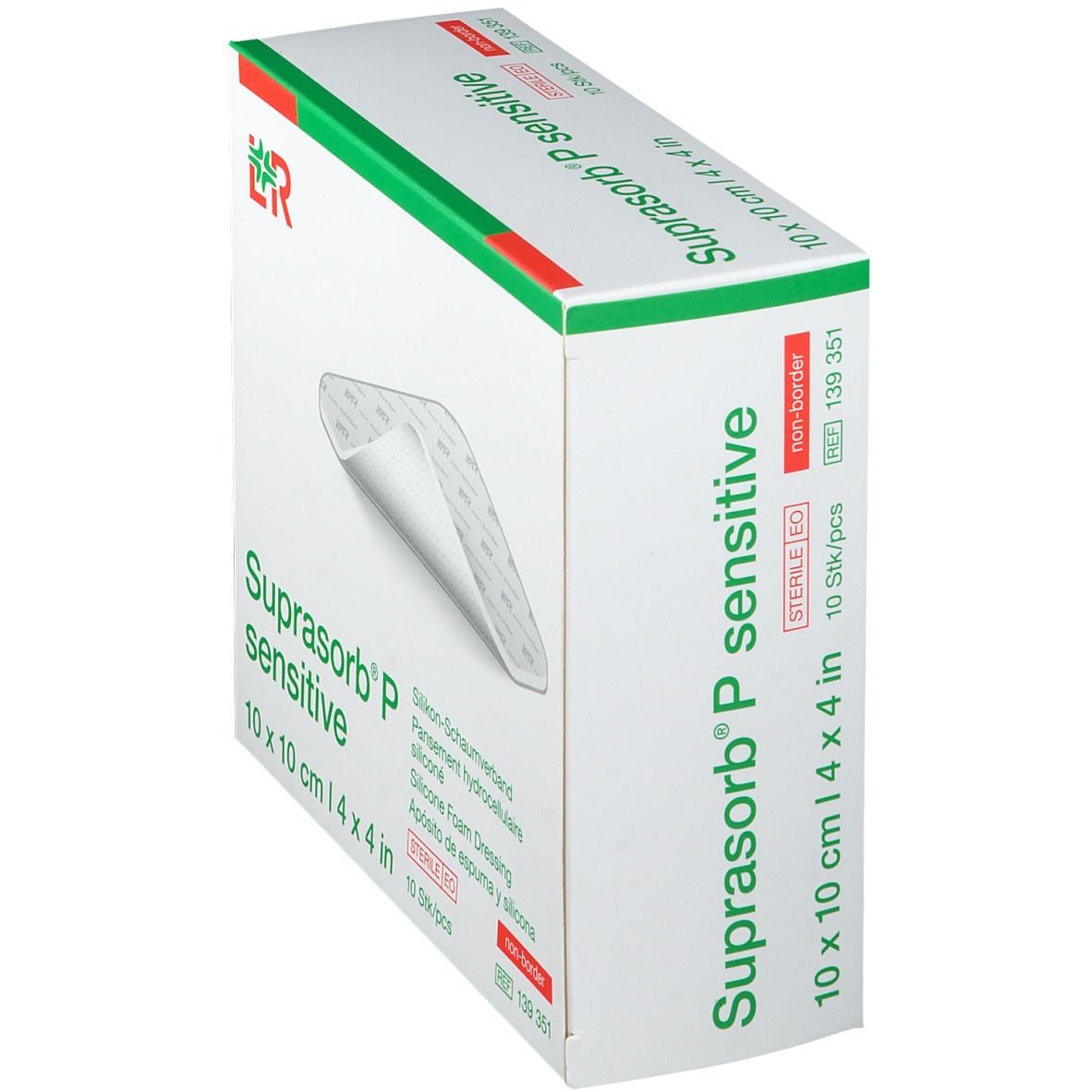 SUPRASORB P sensitive: 10x10cm, 10 Stück, Silikon-Schaumverband, steril, non-border.