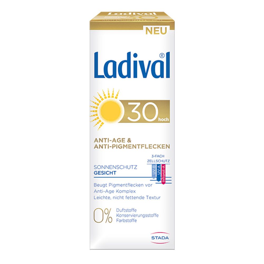 Ladival® Anti-Age und Anti-Pigmentflecken Sonnencreme LSF 30 mit Anti-Aging-Komplex für Gesicht, Hände und Dekolleté