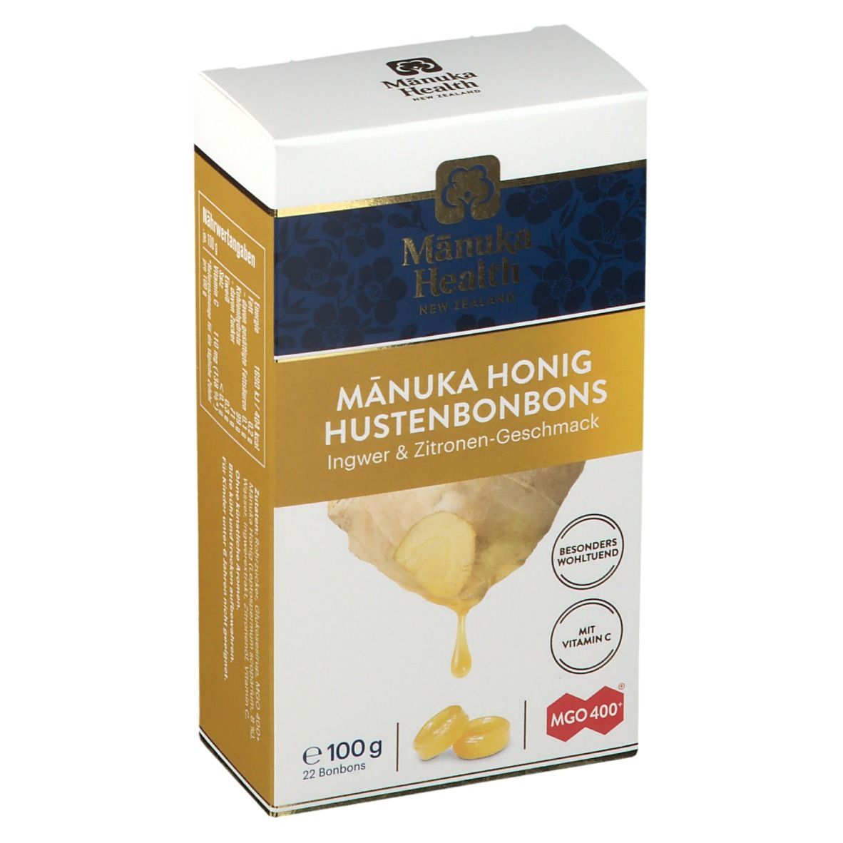 Manuka Health MGO 400+ Pastilles contre la toux au miel de Manuka Ginger Lemon