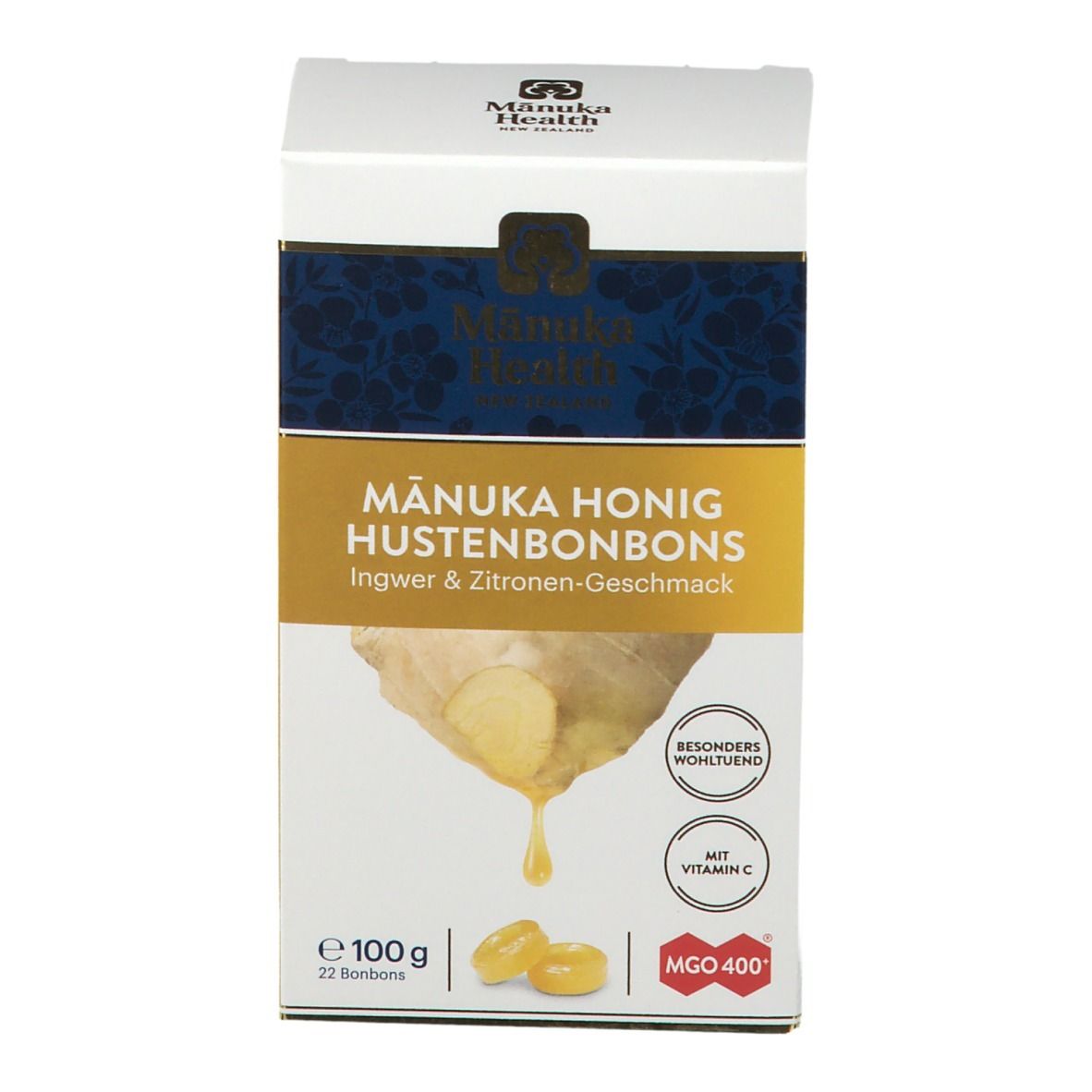 Manuka Health MGO 400+ Pastilles contre la toux au miel de Manuka Ginger Lemon