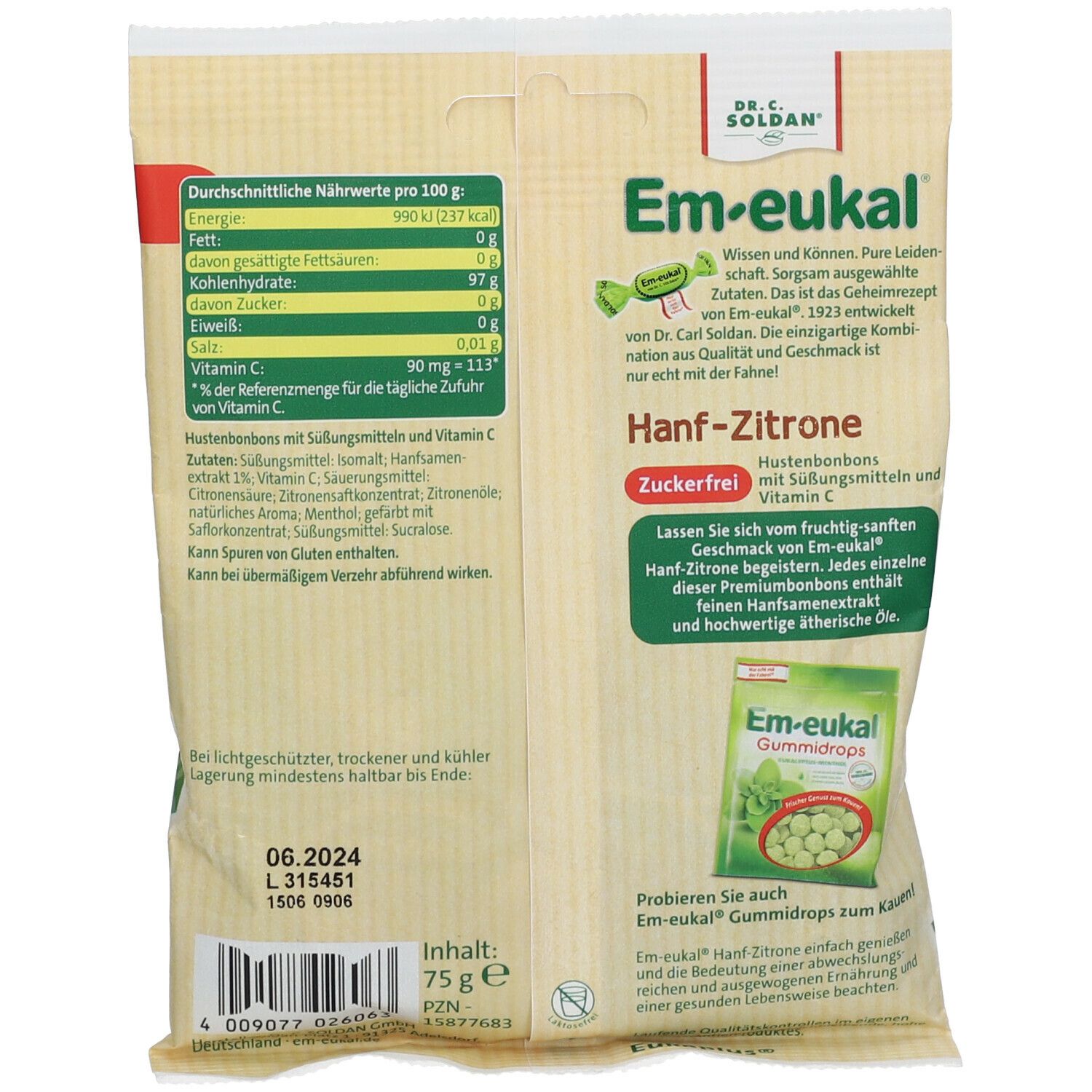 Em-eukal® Citron de chanvre sans sucre