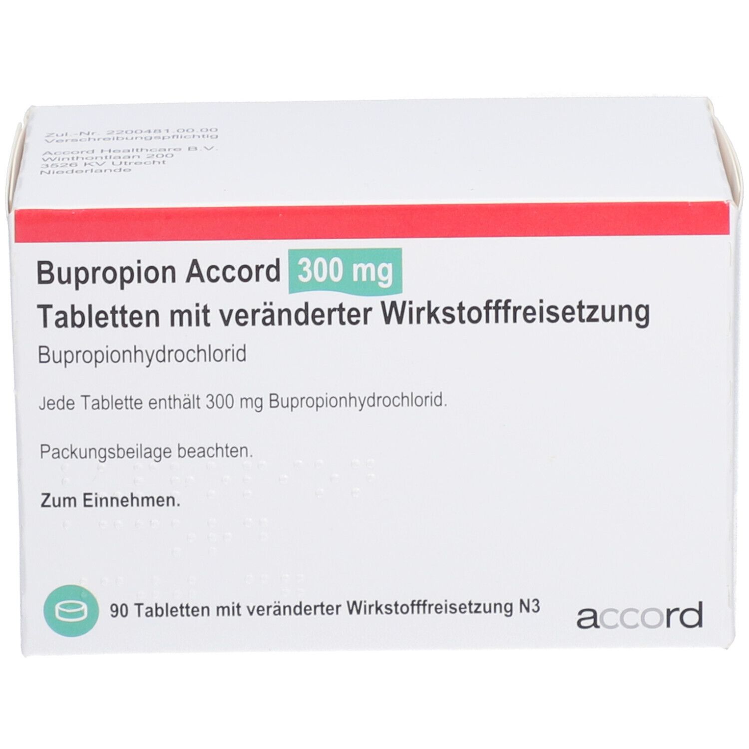 BUPROPION Accord 300 mg Tab.m.verä.Wst.-Frs. 90 St mit dem E-Rezept ...