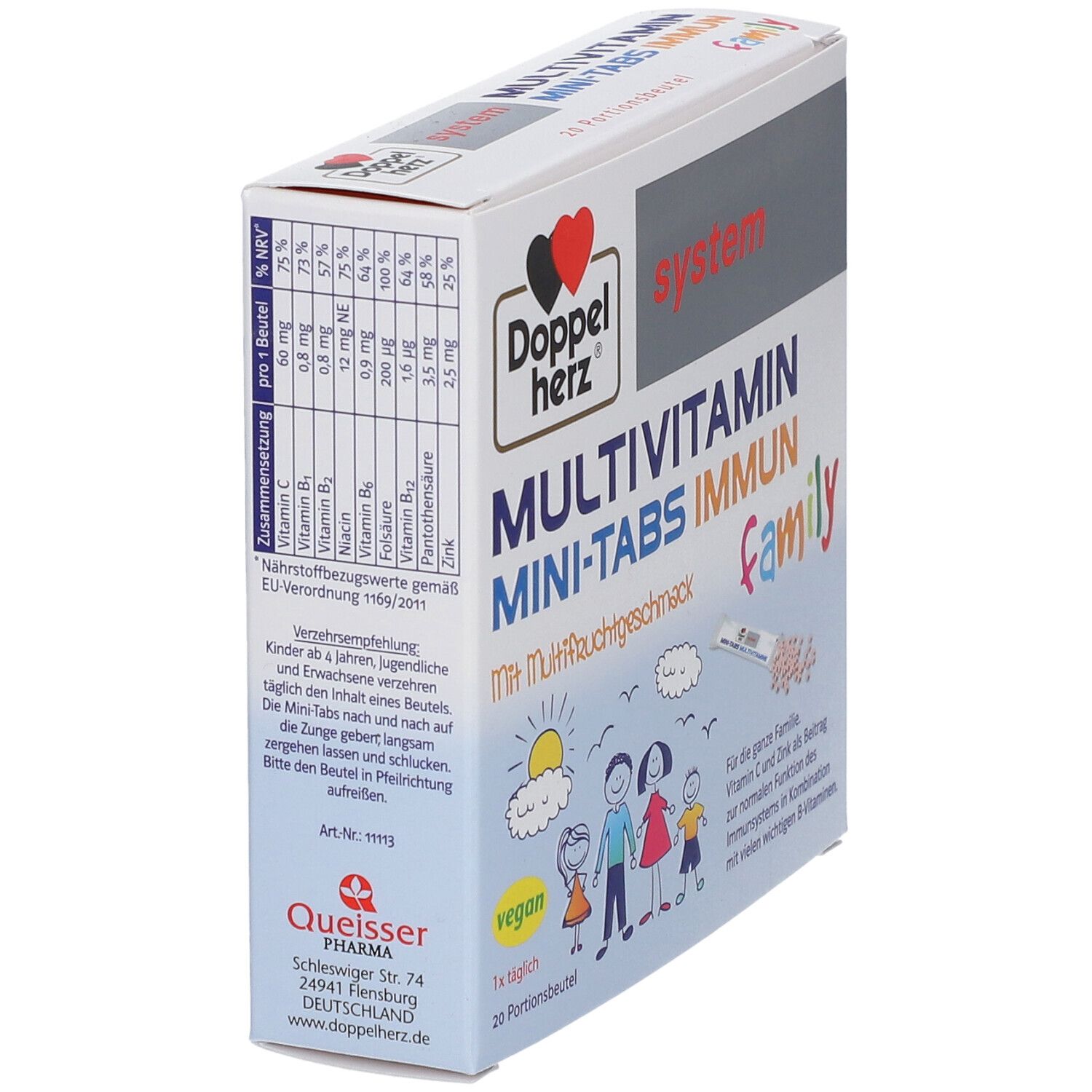 Doppelherz® system MULTIVITAMIN MINI-TABS Family avec saveur multivitaminée