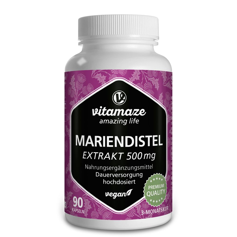Mariendistel 500 mg Extrakt hochdosiert vegan 90 St Kapseln