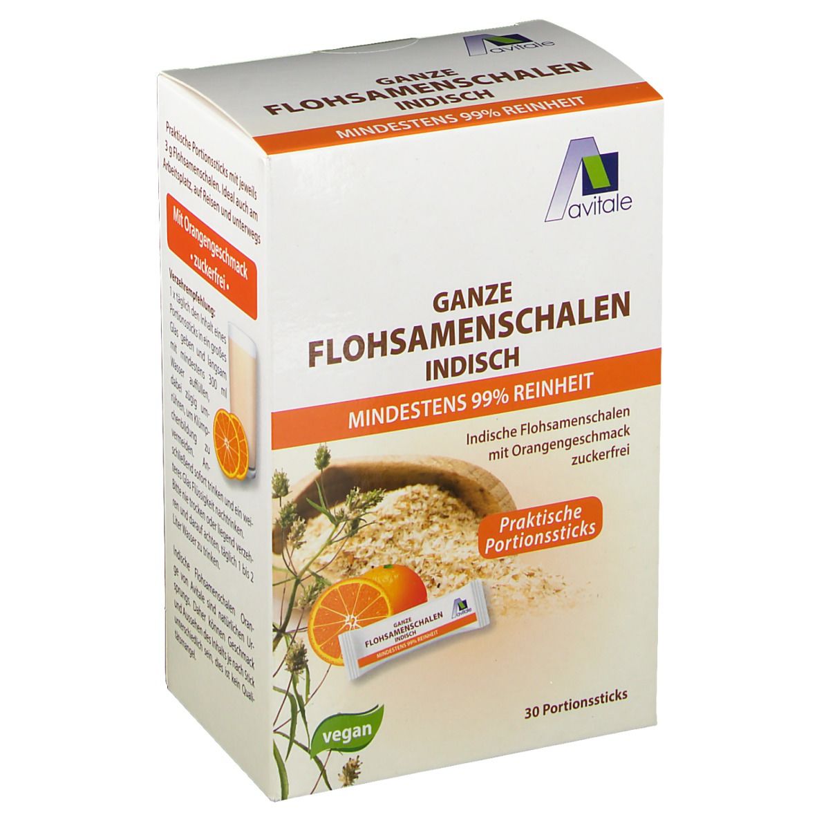 Avitale Ganze Flohsamenschalen Indisch Portionssticks Orange
