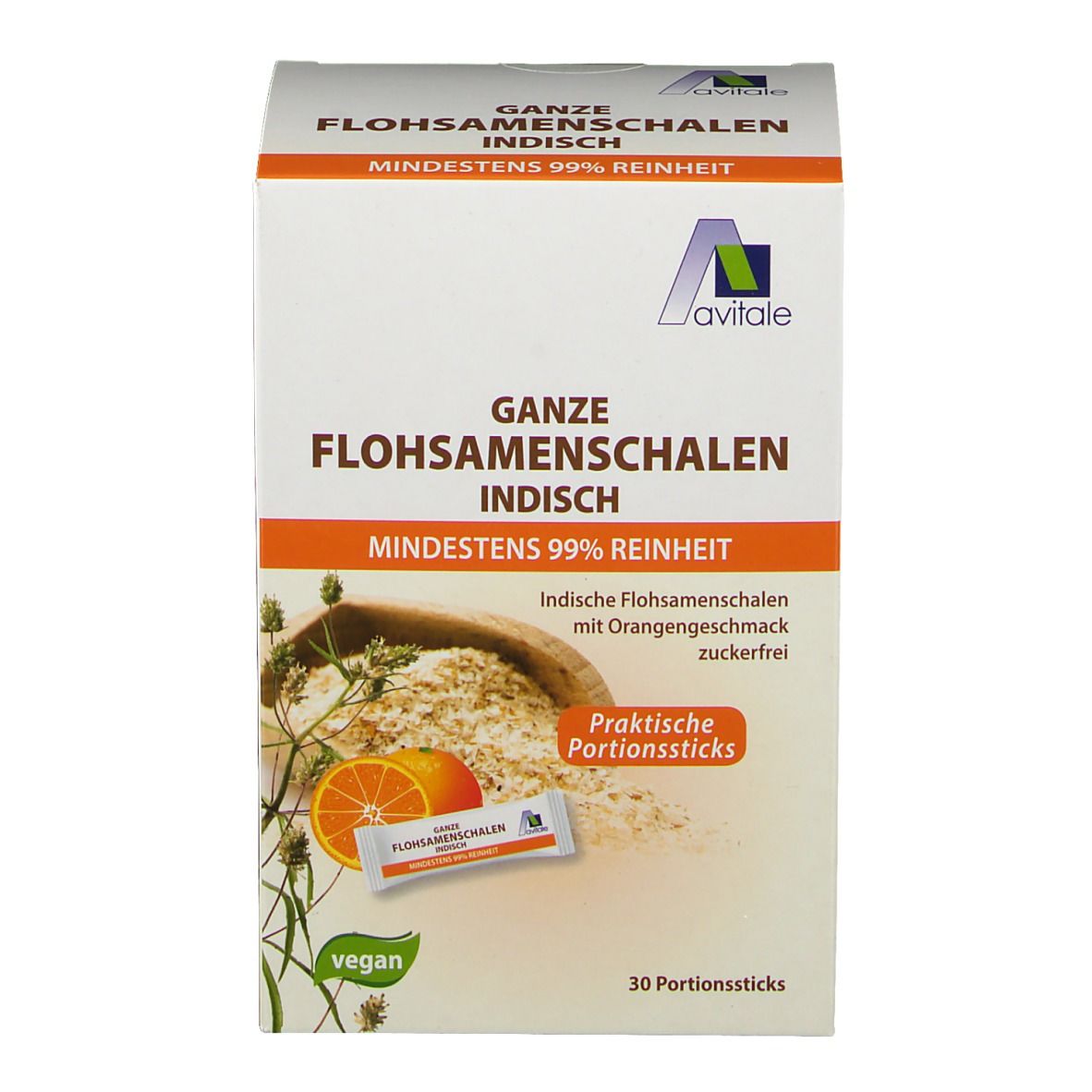 Avitale Ganze Flohsamenschalen Indisch Portionssticks Orange