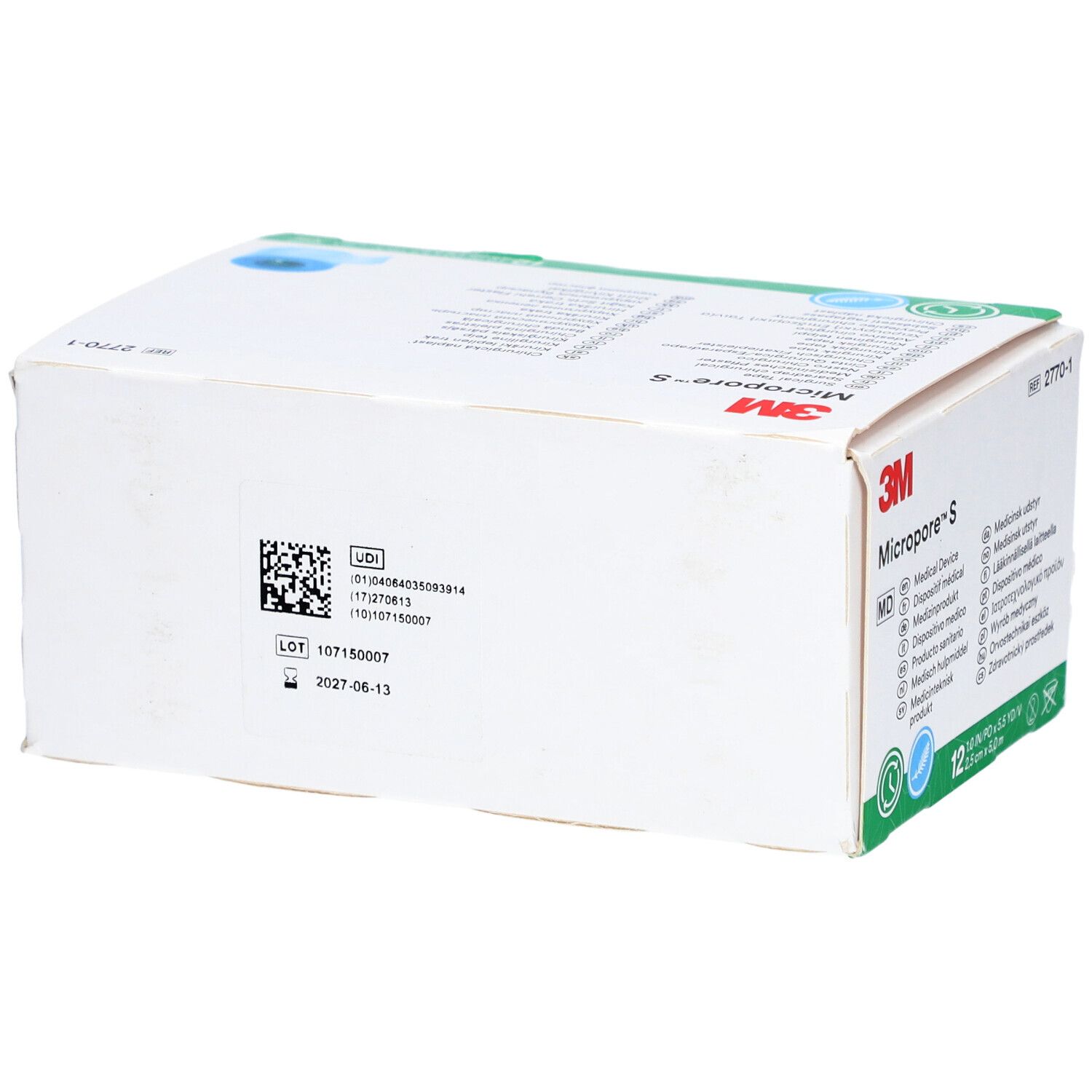 3M™ Micropore™ S Silikonrollenpflaster, 2770-1, 2,5 cm x 5 m