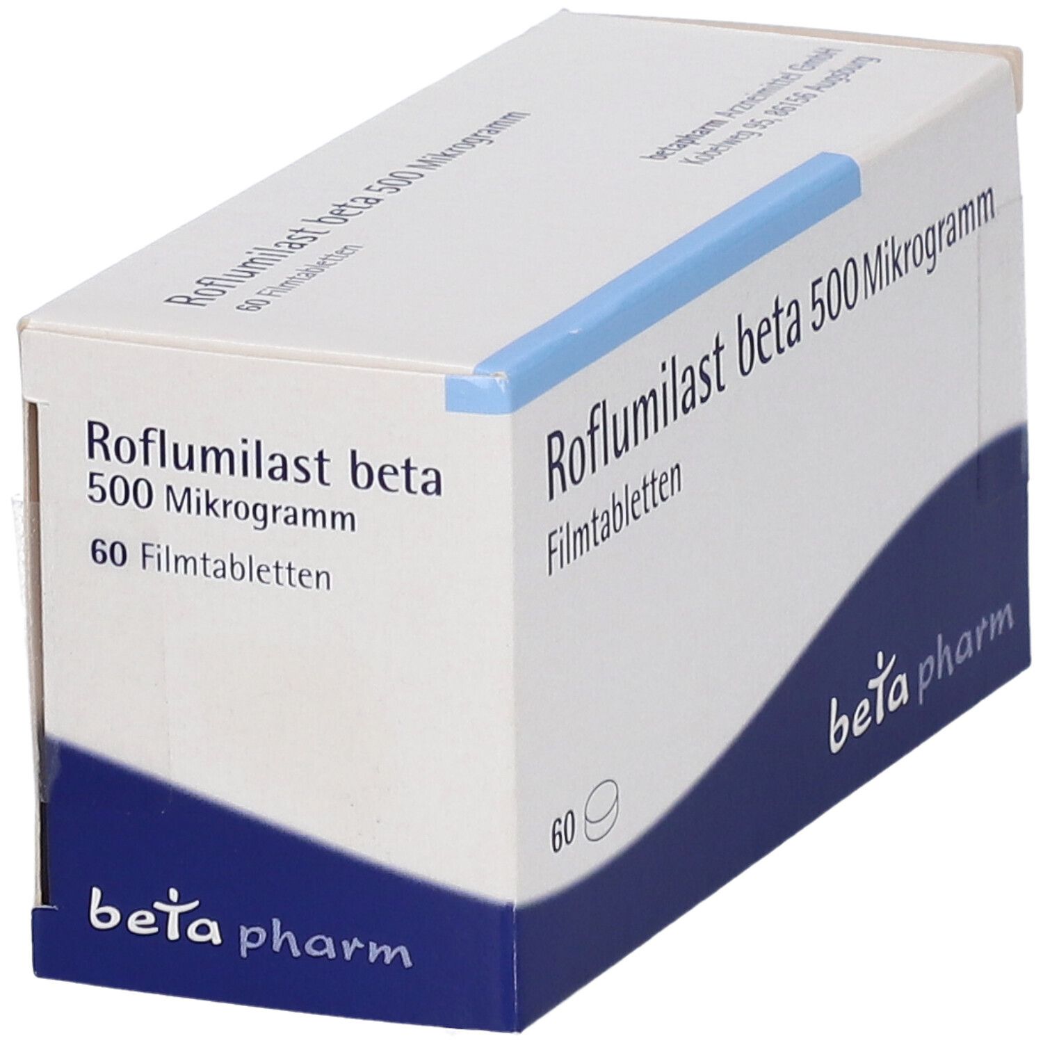 Roflumilast beta 500 Mikrogramm Filmtabletten Verpackung, 60 Stück, beta pharm.