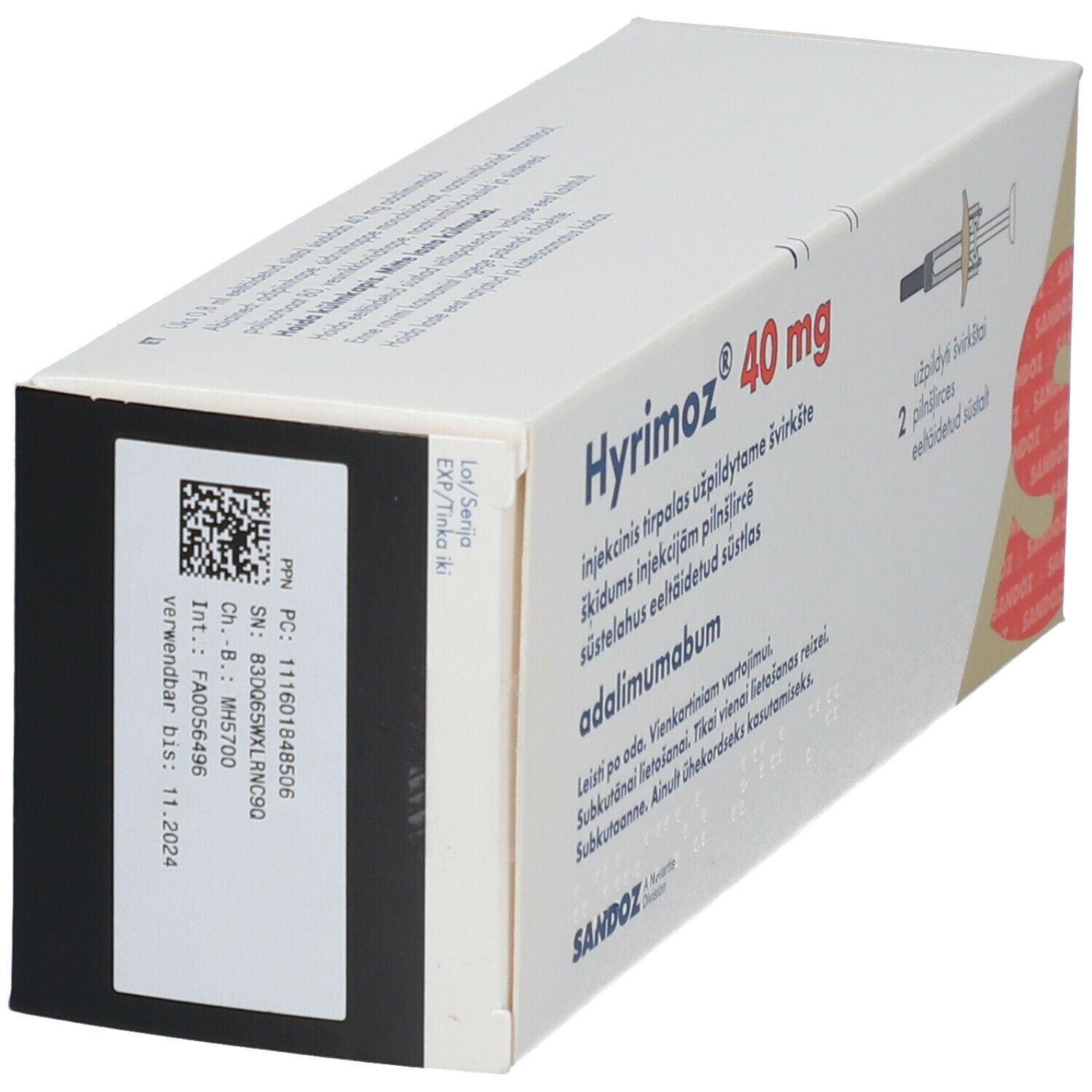 Hyrimoz 40 mg/0,8 ml Inj.-Lösung i.e.Fertigspritze 2x0,8 Injektionslösung