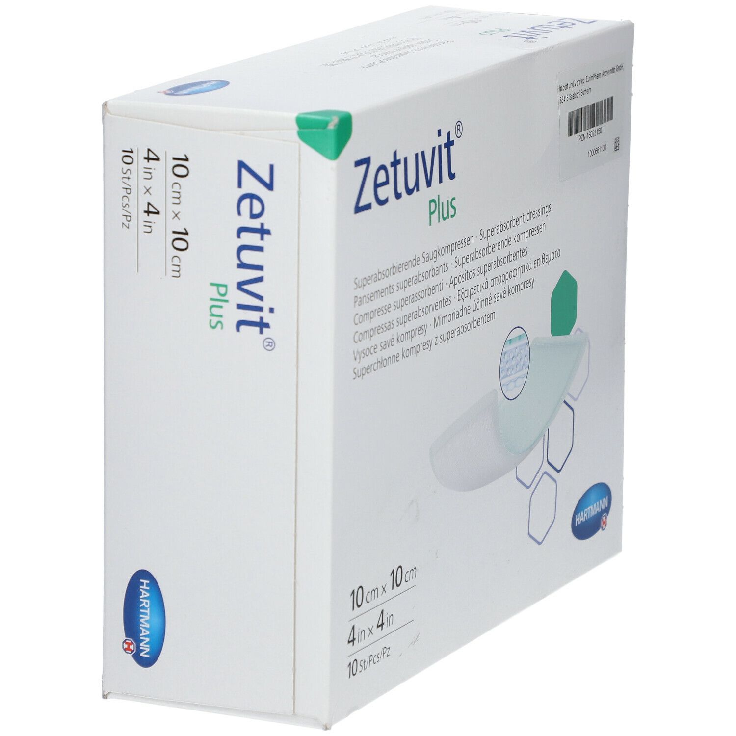 Zetuvit Plus extrastarke Saugkompr.steril 10x10 cm