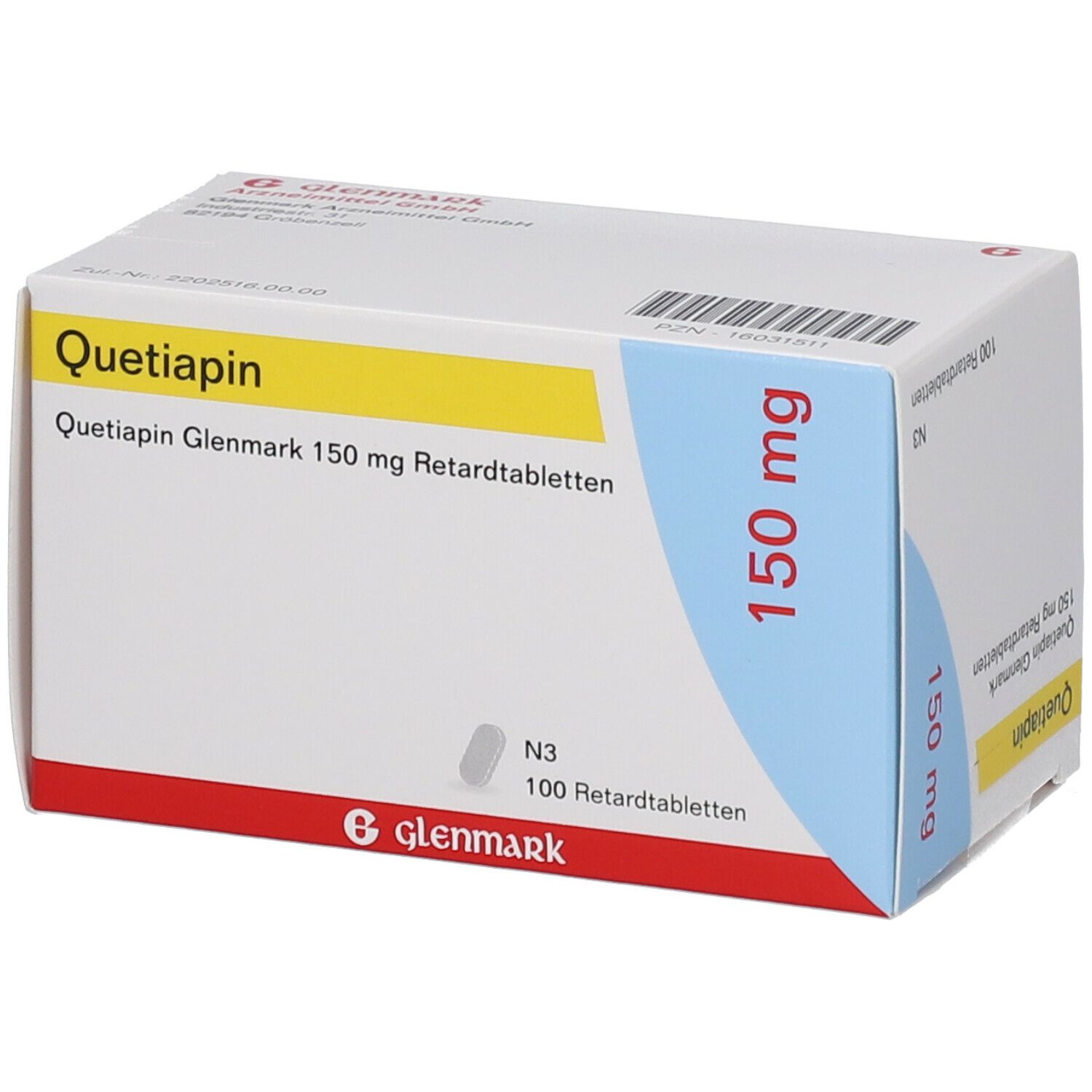 Quetiapin Glenmark 150 mg Retardtabletten 100 St Retard-Tabletten