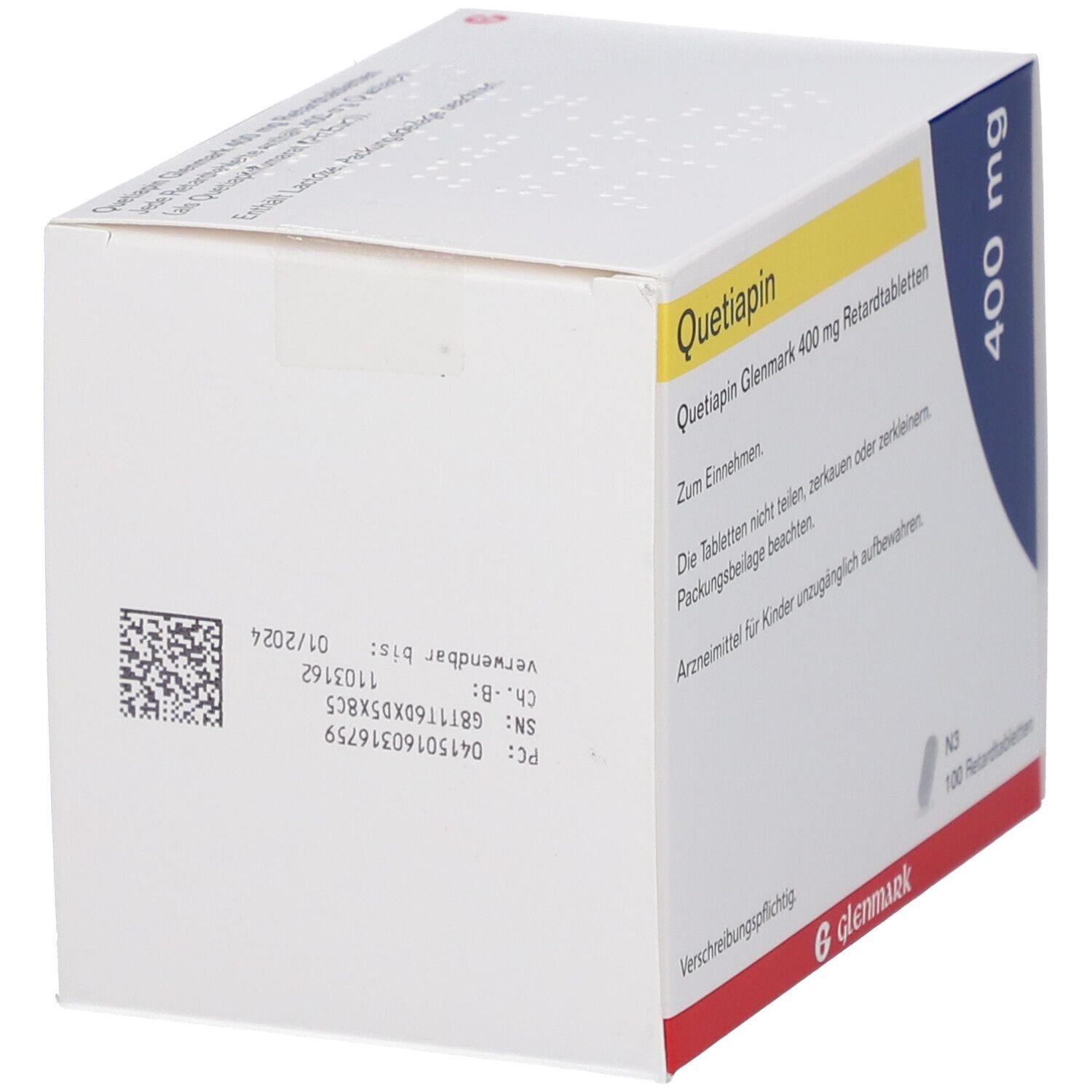 Quetiapin Glenmark 400 mg 100 St mit dem E-Rezept kaufen - Shop Apotheke