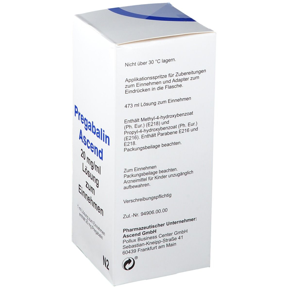 Pregabalin Ascend 20 mg/ml Lösung zum Einnehmen 473 ml