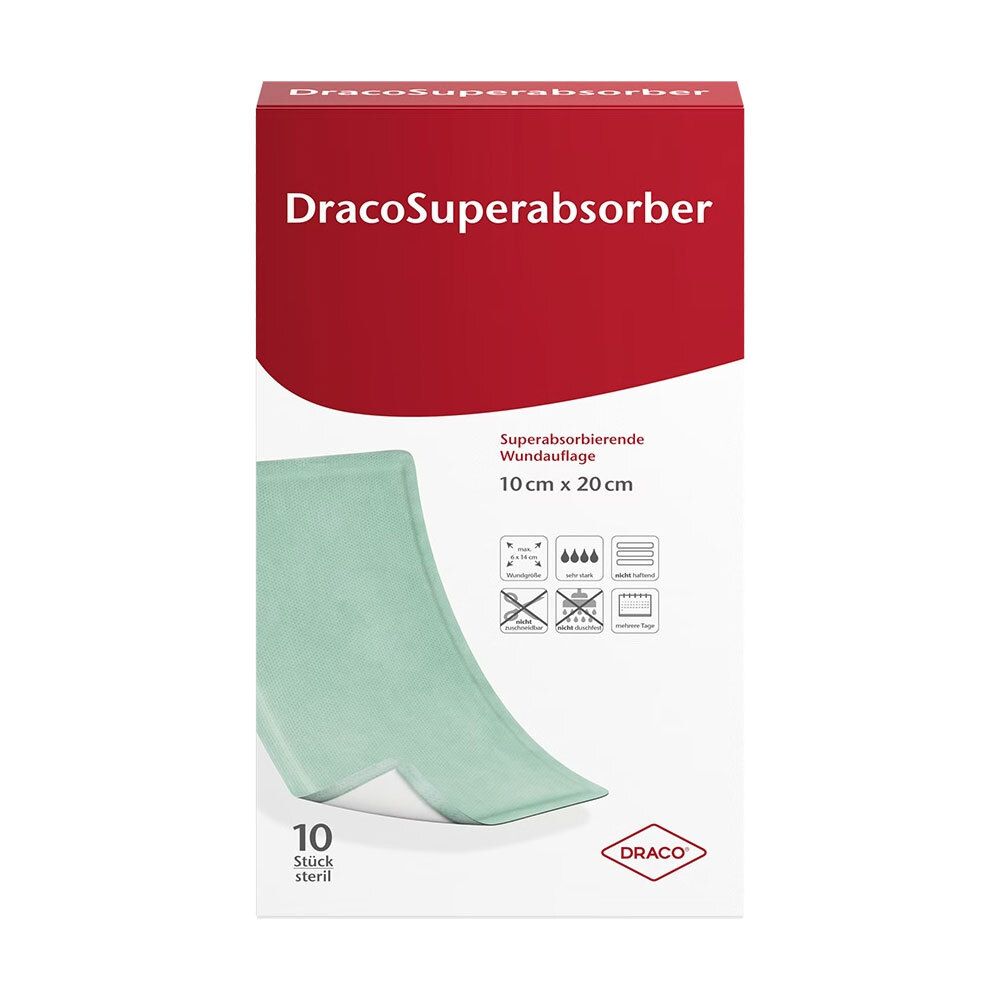 Dracosuperabsorber 10x20 cm Wundauflage 10 St Verband