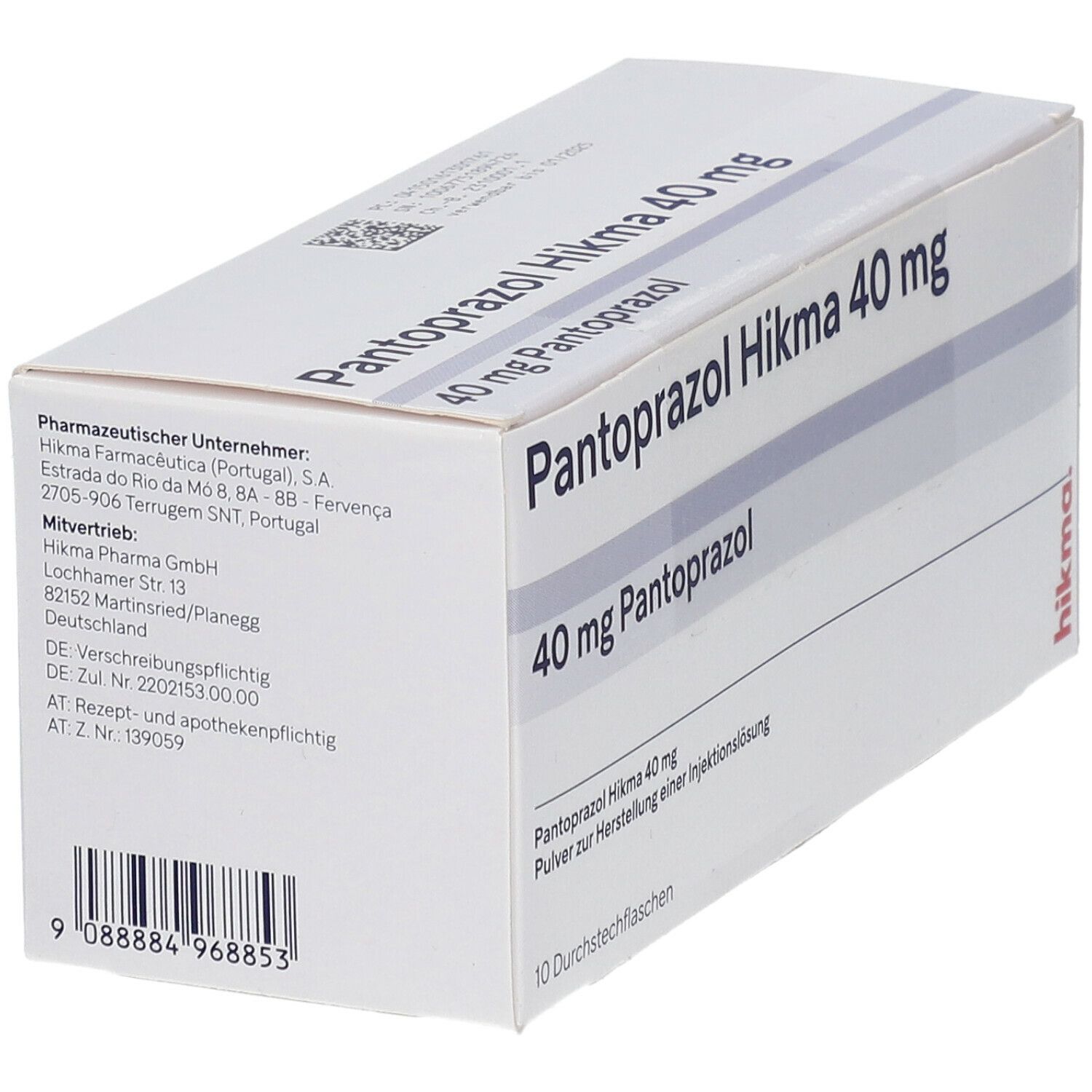 Pantoprazol Hikma 40 mg Pulver z.Herst.e.Inj.-Lsg. 10 St zur Herstellung einer Injektionslösung