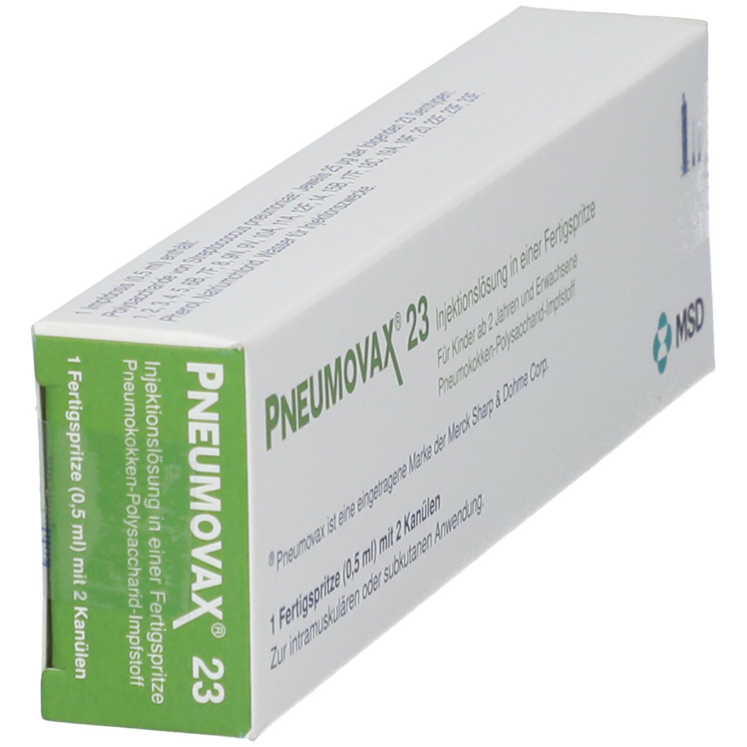 PNEUMOVAX 23 Inj.L.i.e.Fertigspr.+2 beigef.Kanülen