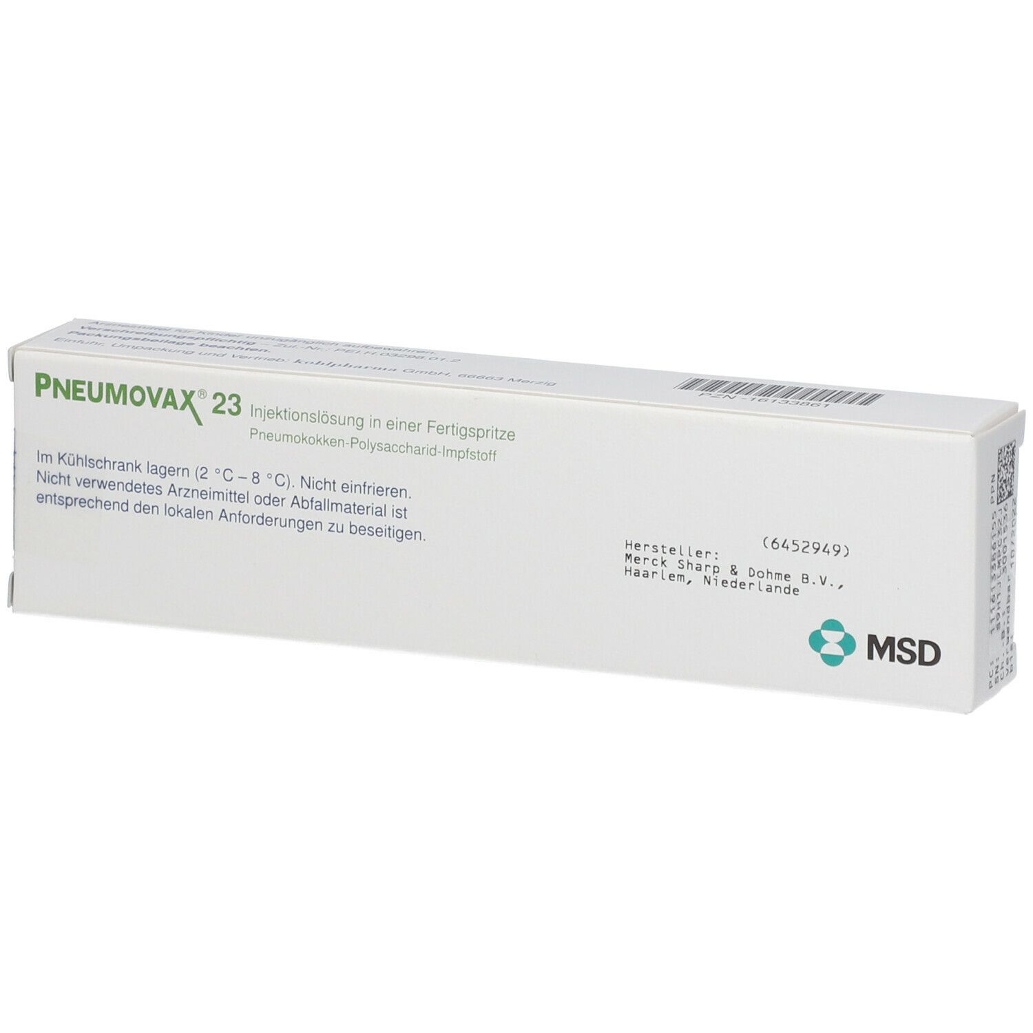 PNEUMOVAX 23 Inj.L.i.e.Fertigspr.+2 beigef.Kanülen