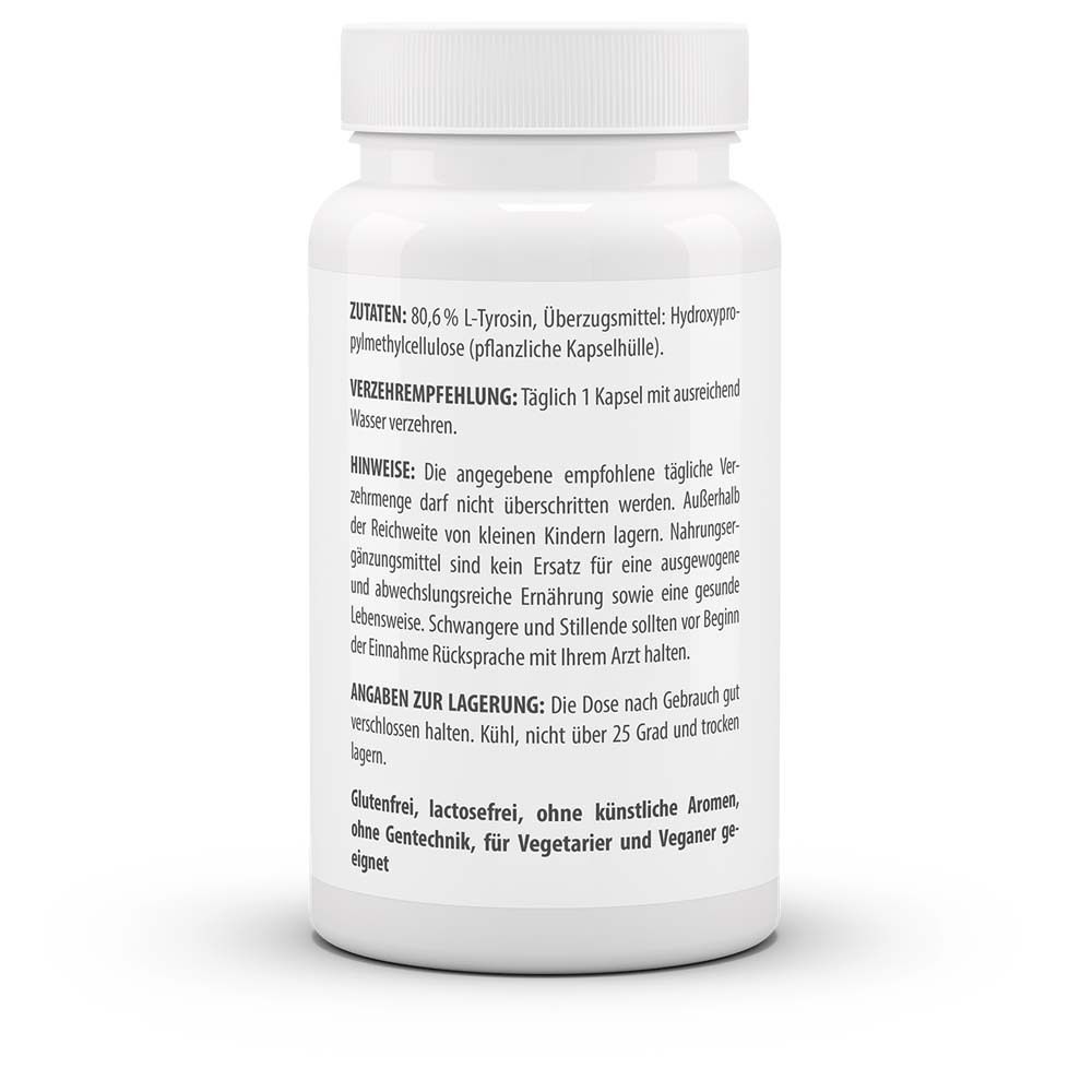 Rückseite der weißen Flasche. Angaben zu Inhaltsstoffen, Verzehrempfehlung, Lagerung und Allergenhinweise.