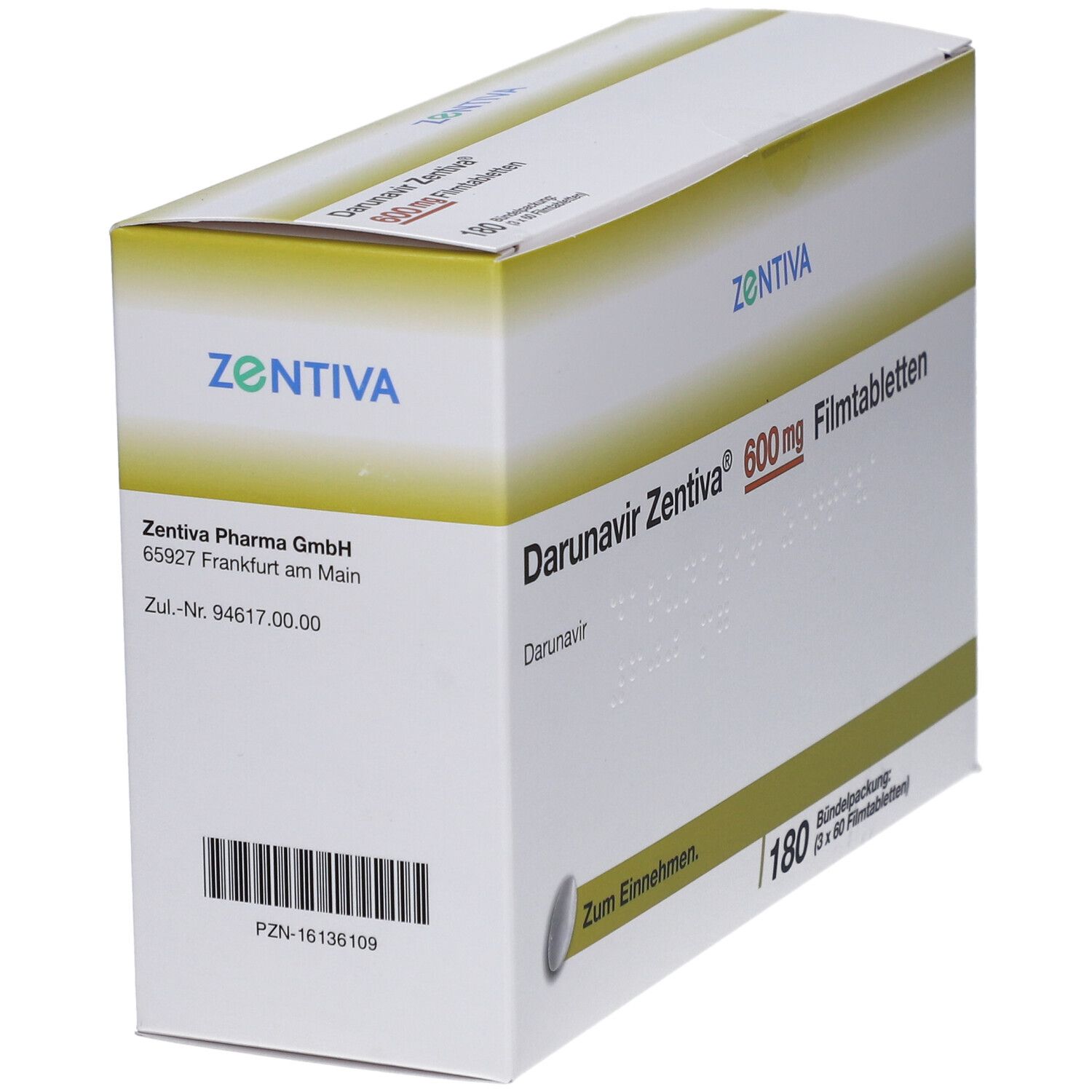 Darunavir Zentiva 600 mg Filmtabletten 60 St