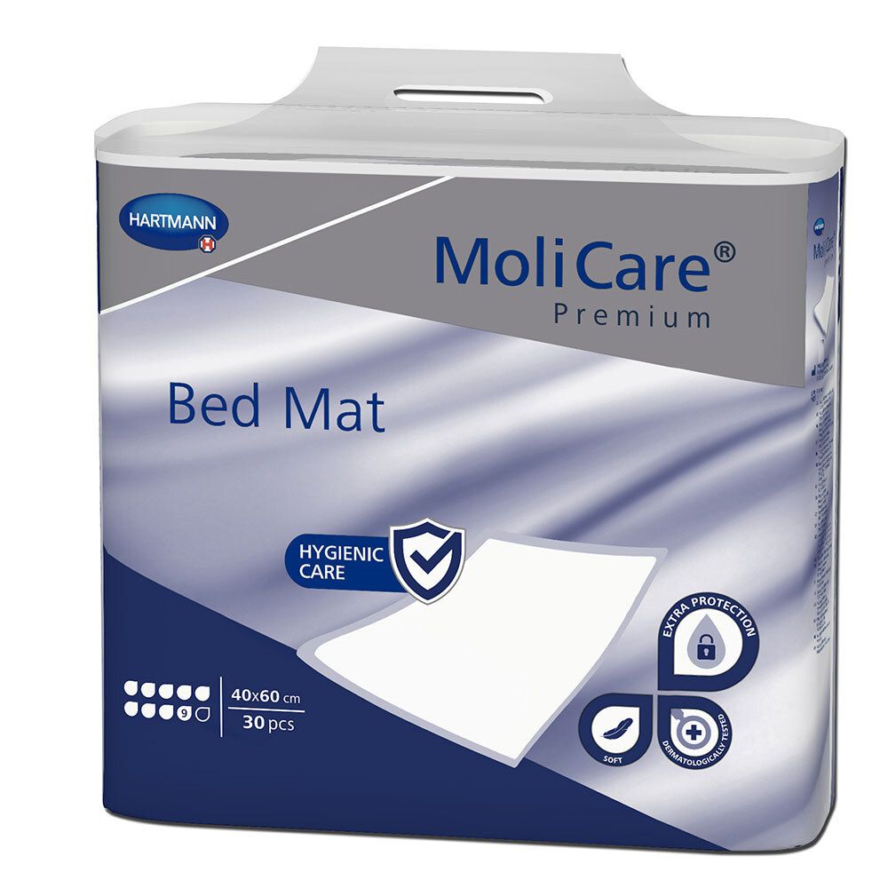 MoliCare Premium Bed Mat 9 Tropfen 40x60 cm ​Bettschutzeinlage mit flüssigkeitsundurchlässiger Folienrückseite