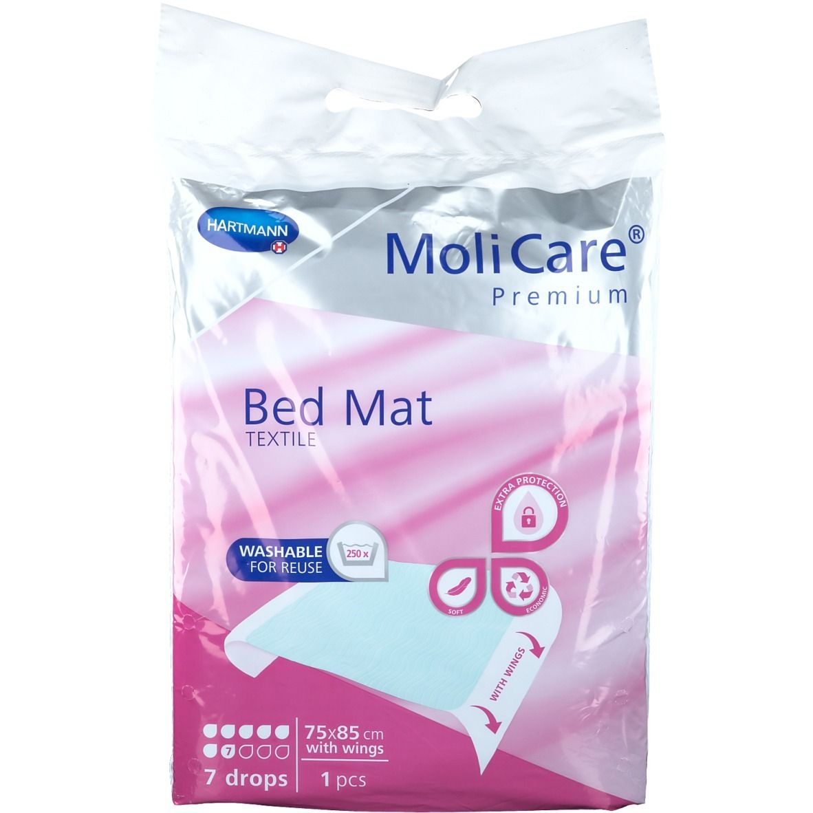 MoliCare Premium Bed Mat 7 Tropfen 75 x 85 cm mit Flügeln