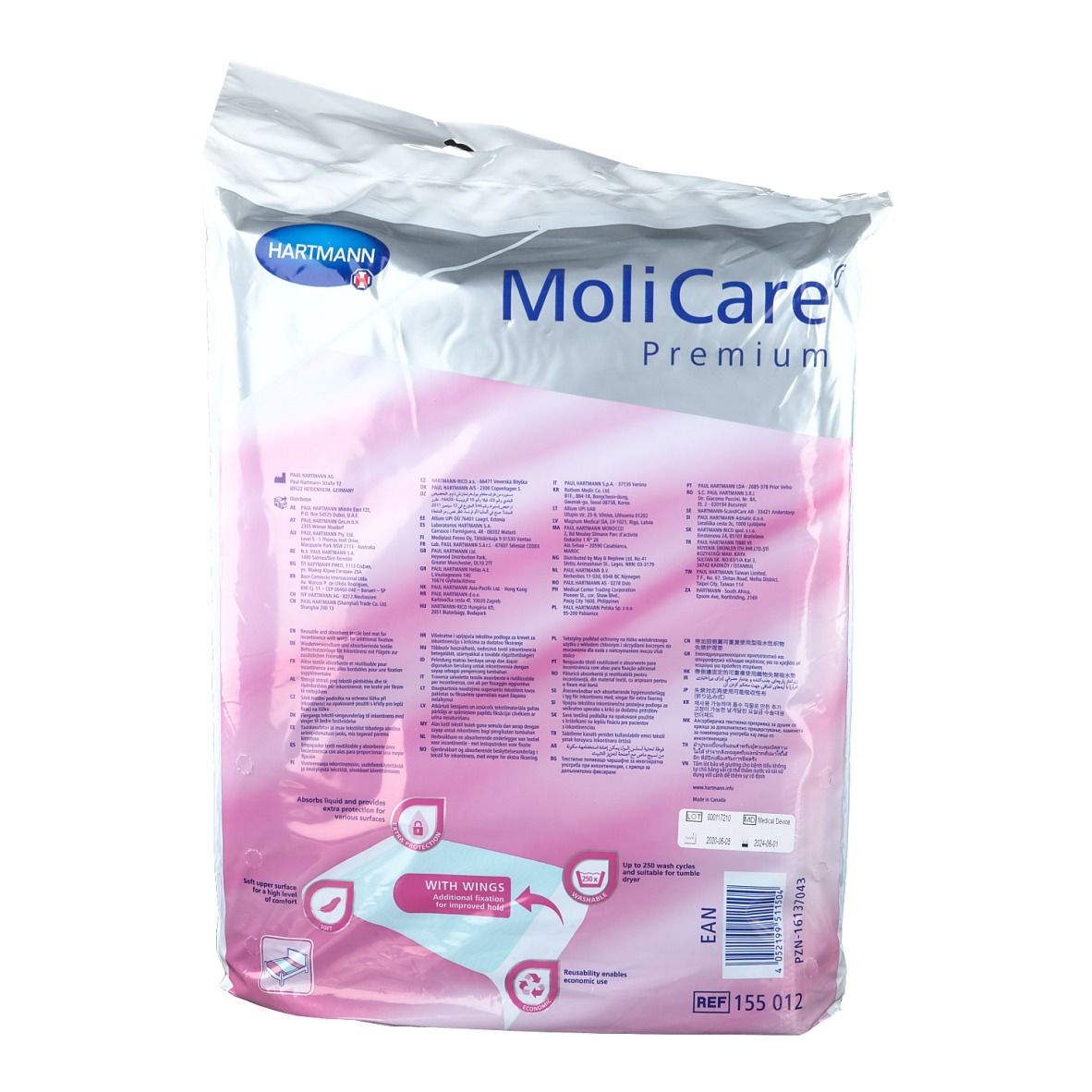 Molicare Premium Bed Mat Texttile 7 Tropfen mit Flügeln in Größe 75x85cm