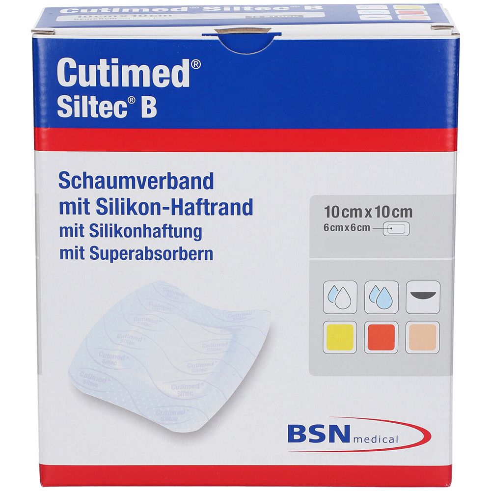 Cutimed Siltec B Schaumverb.10x10 cm m.Haftr. 10 St Kompressen