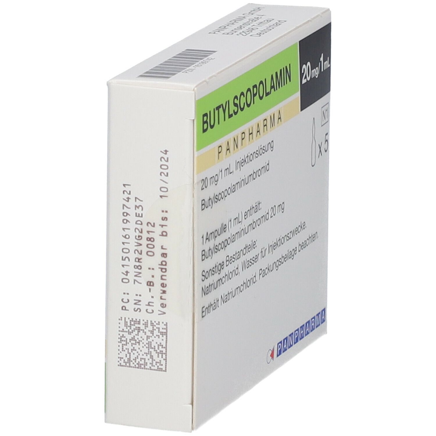 Butylscopolamin Panpharma 20 mg/1 ml Inj.-Lsg. 5x1 Injektionslösung