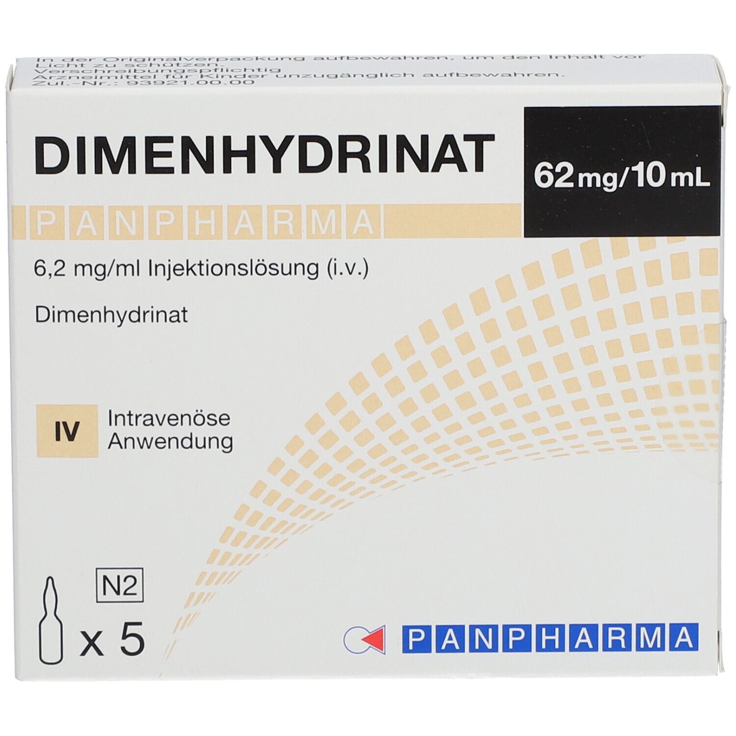 DIMENHYDRINAT PANPHARMA 6,2 mg/ml Inj.-Lsg. i.v.