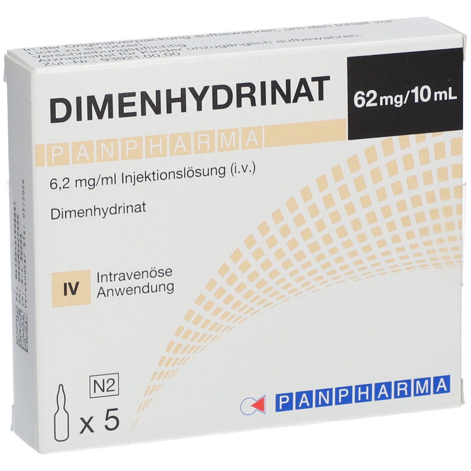 DIMENHYDRINAT PANPHARMA 6,2 mg/ml Inj.-Lsg. i.v.