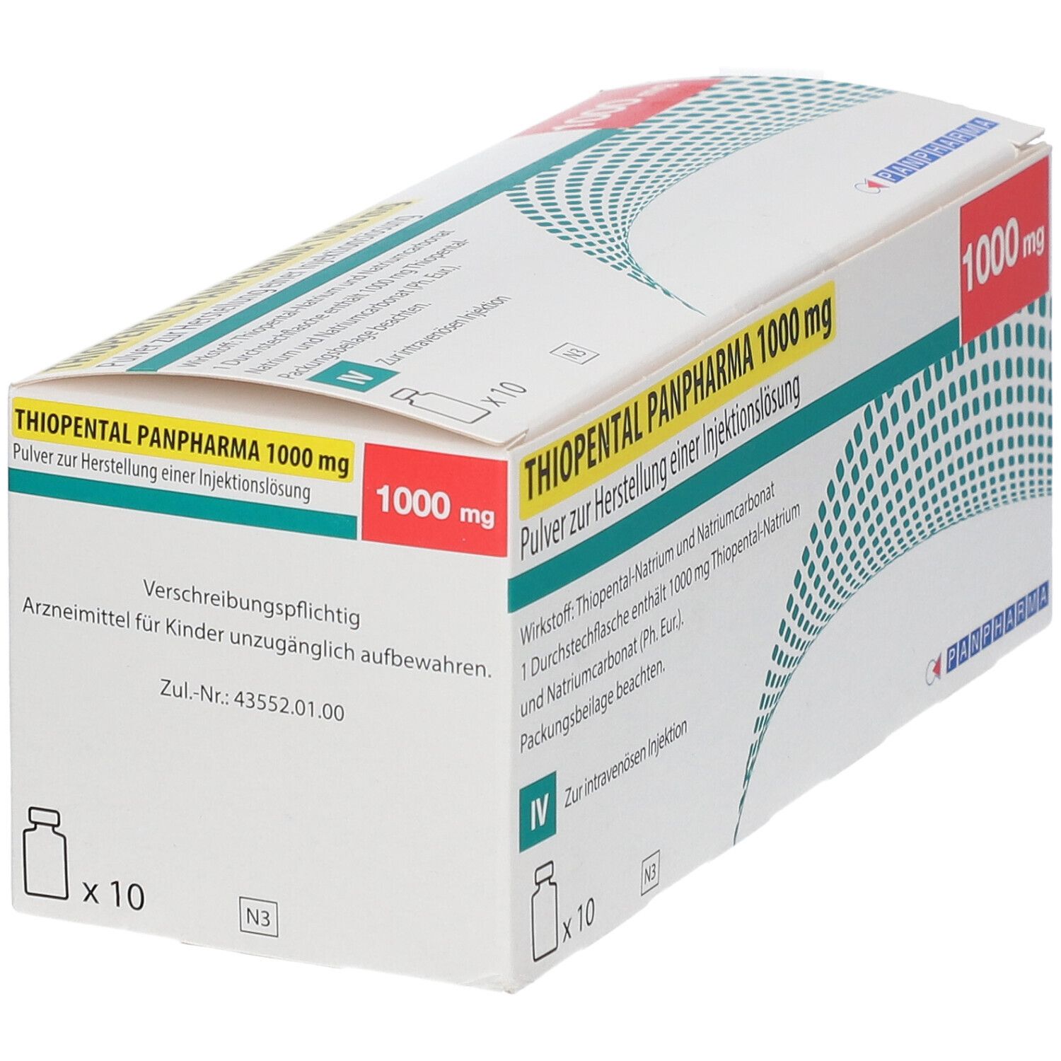 Thiopental Panpharma 1000 mg Plv.z.Her.e.Inj.-Lsg. 10 St Pulver zur Herstellung einer Injektionslösung