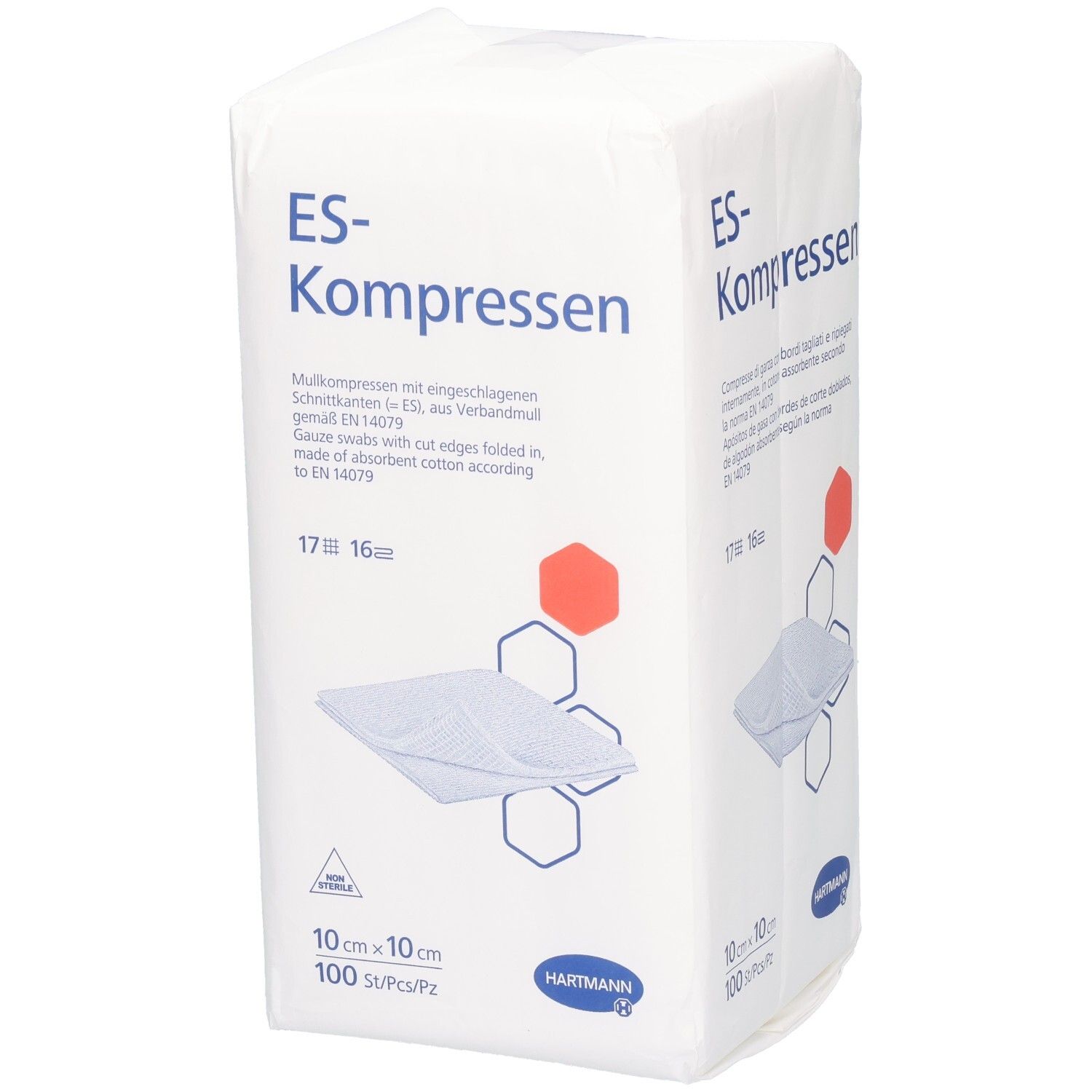 Es-Kompressen unsteril 10x10 cm 16fach 100 St Kompressen